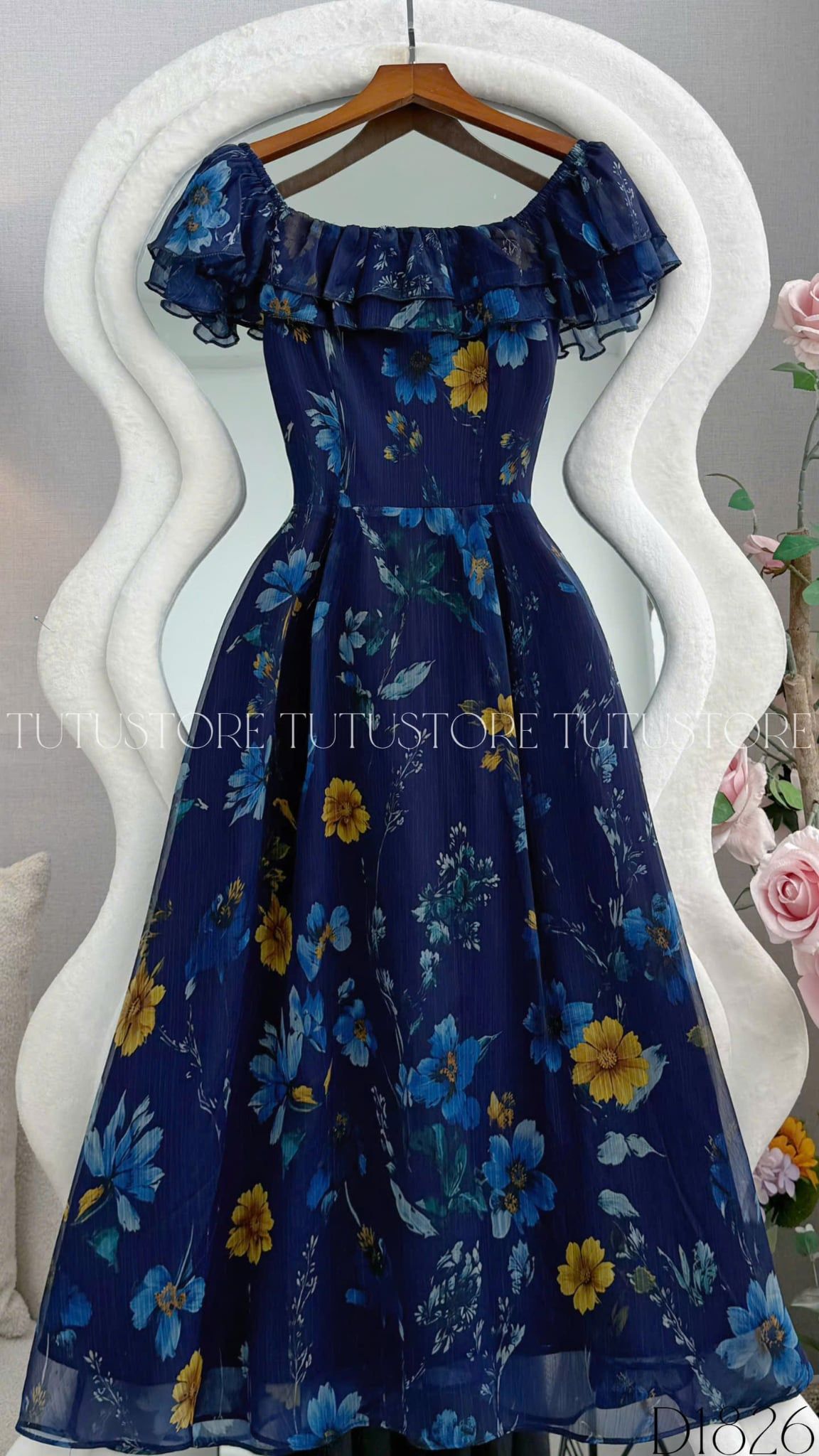 Đầm Thiết Kế Cổ Vuông Voan Bèo Xinh Xắn Đi Chơi TuTu Store Mã D1826