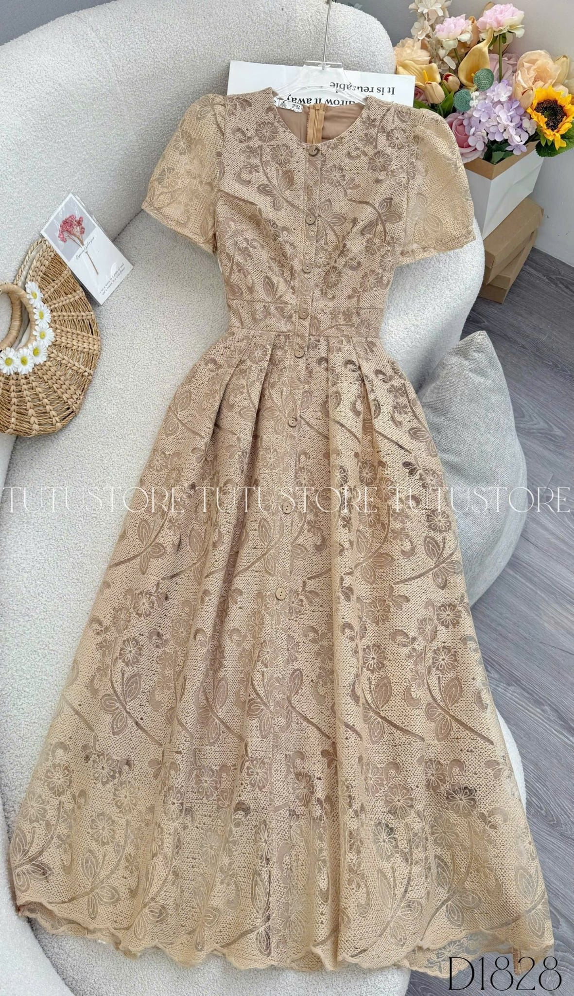 Đầm Thiết Kế Cổ Tròn Dáng Xòe Đi Chơi TuTu Store Mã D1828