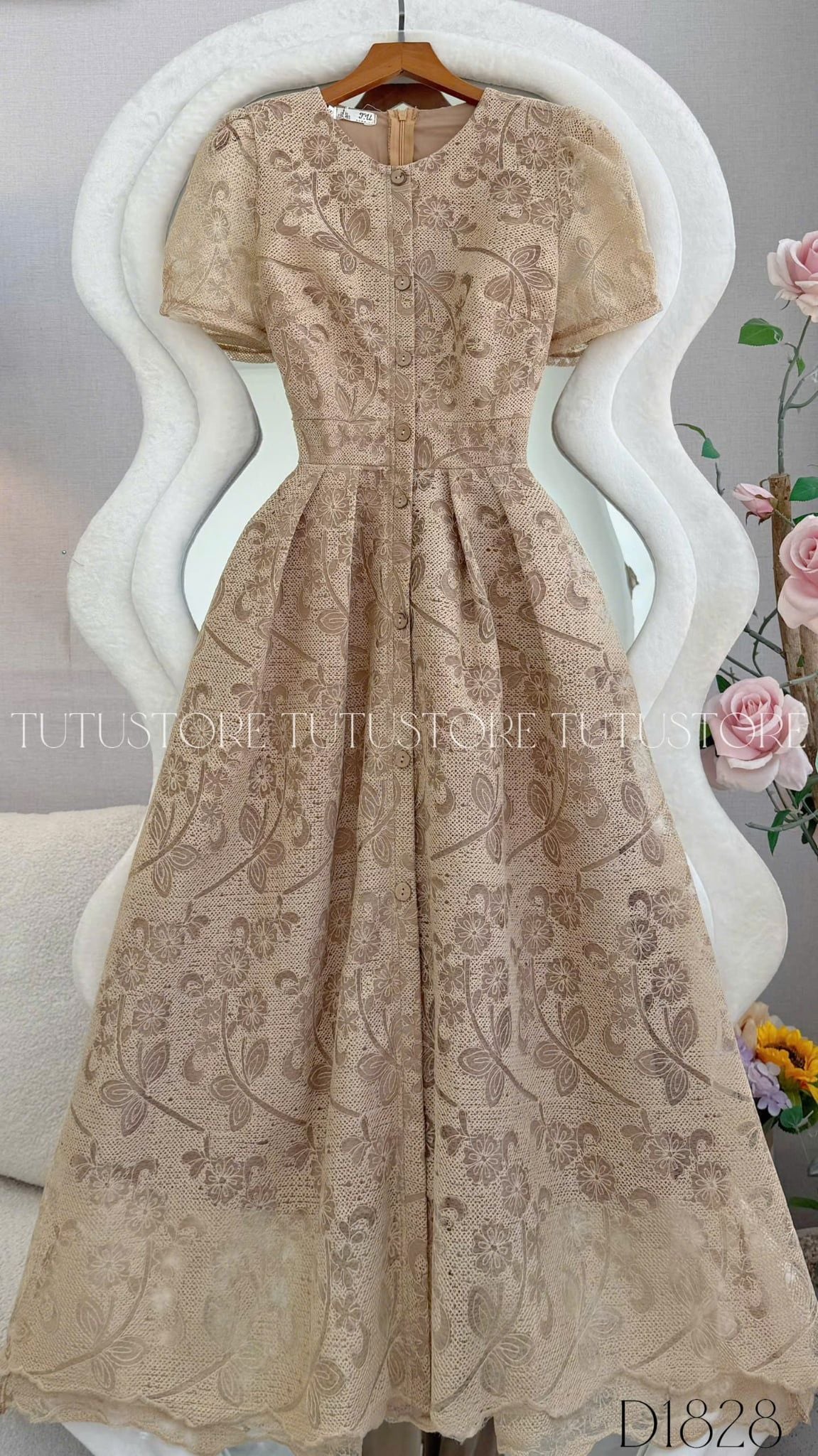 Đầm Thiết Kế Cổ Tròn Dáng Xòe Đi Chơi TuTu Store Mã D1828