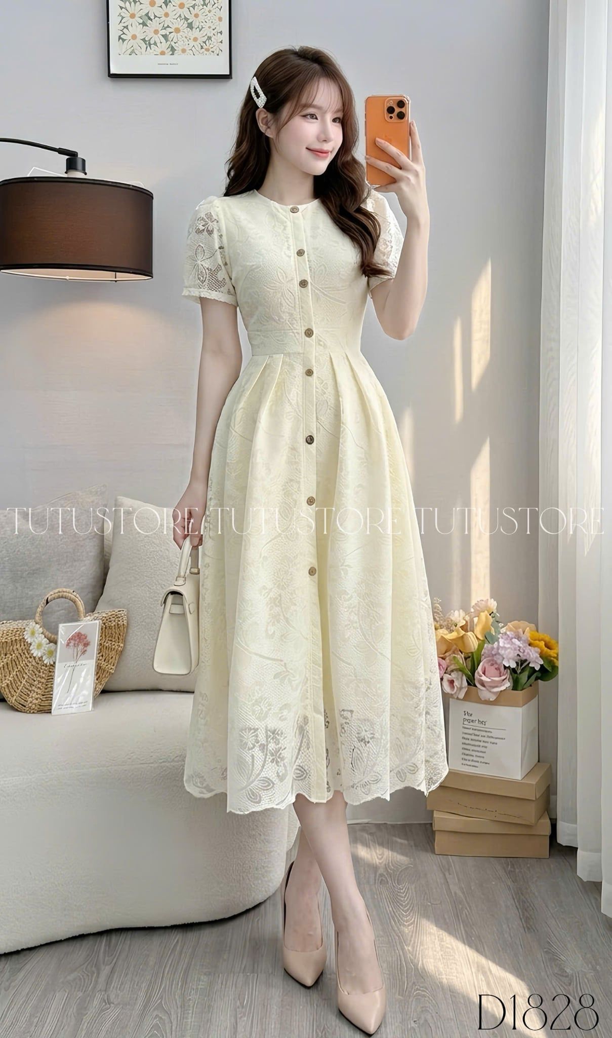 Đầm Thiết Kế Cổ Tròn Dáng Xòe Đi Chơi TuTu Store Mã D1828