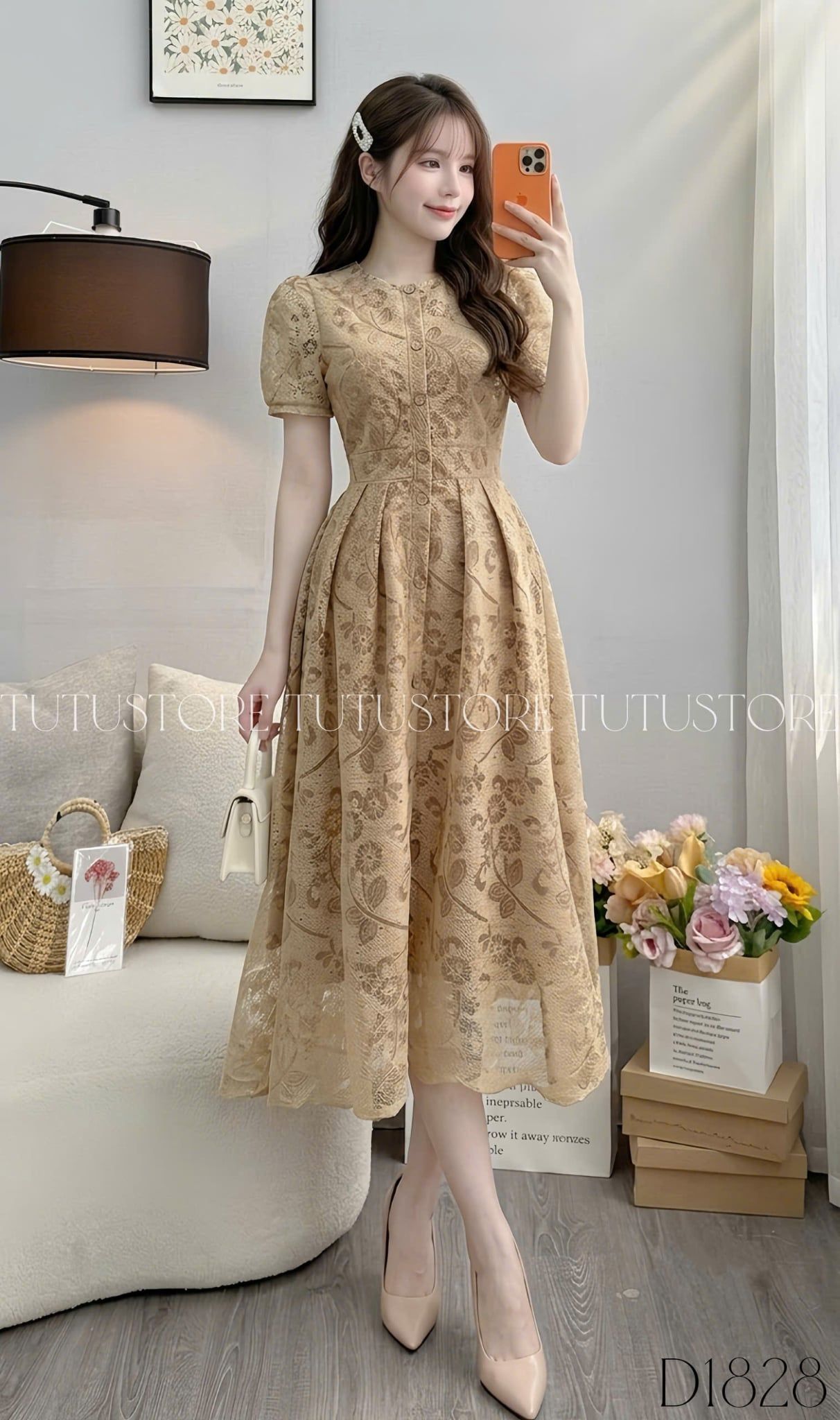 Đầm Thiết Kế Cổ Tròn Dáng Xòe Đi Chơi TuTu Store Mã D1828