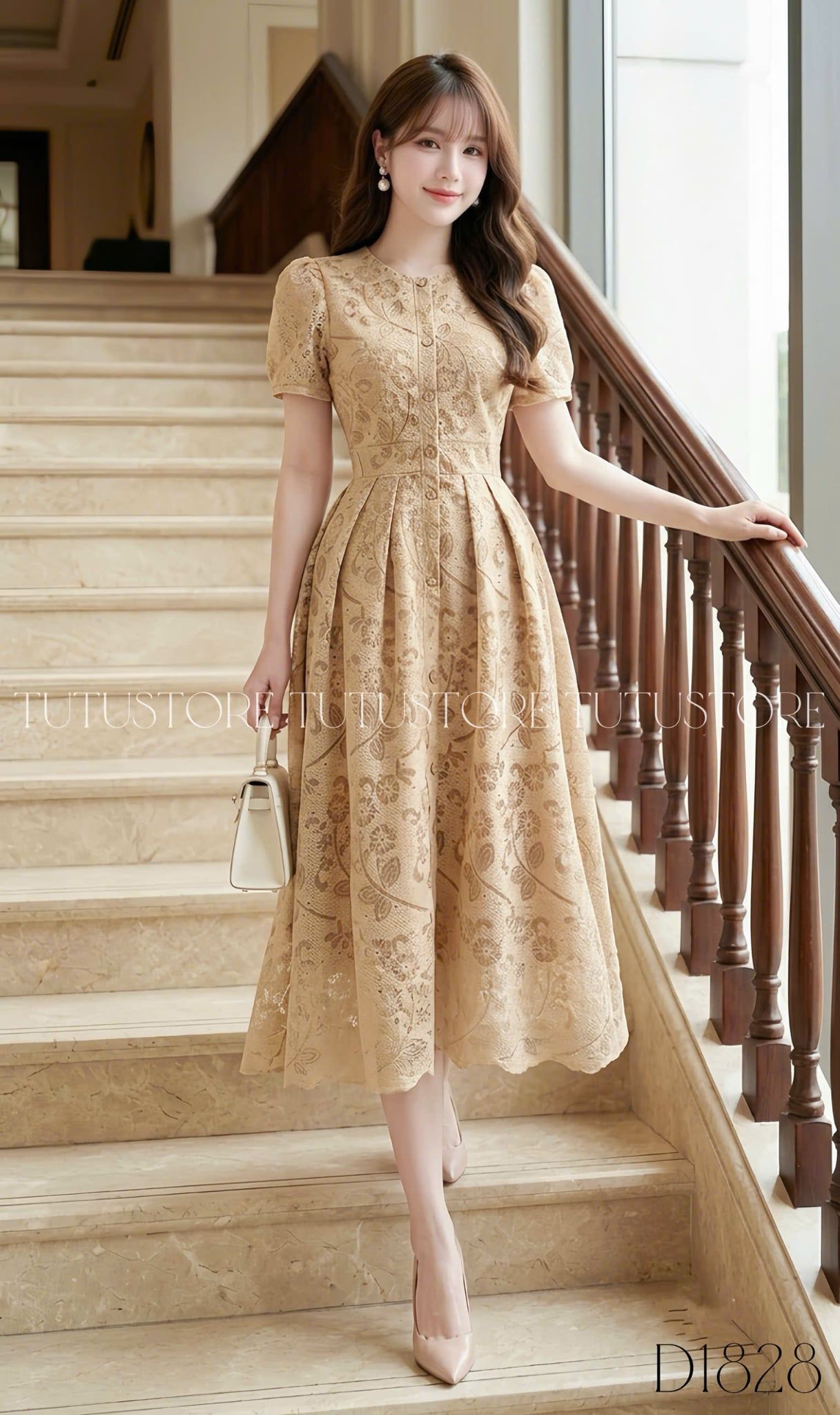 Đầm Thiết Kế Cổ Tròn Dáng Xòe Đi Chơi TuTu Store Mã D1828