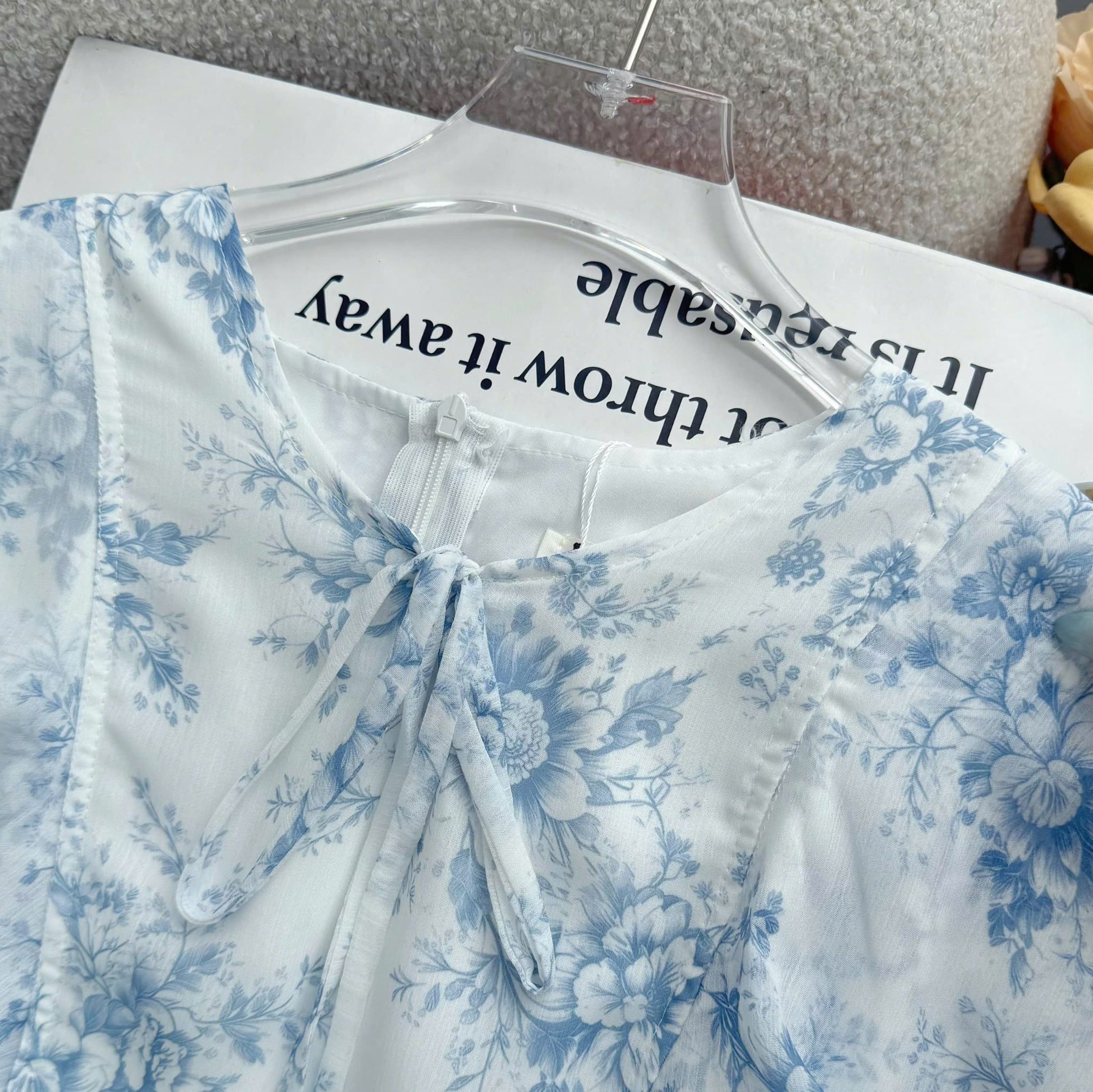 Đầm Thiết Kế Vai Bèo Cánh Tiên Hoa Xanh Đầm Đi Tiệc TuTu Store Mã D1853