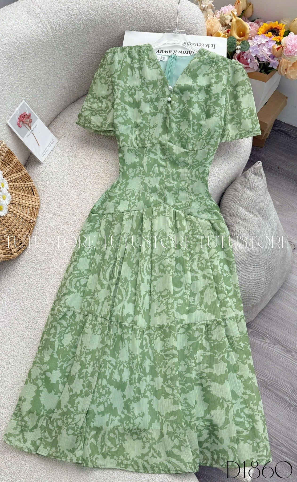 Đầm Thiết Kế Cổ Tim Chiết Eo Dáng Xòe Đầm Đi Tiệc TuTu Store Mã D1860
