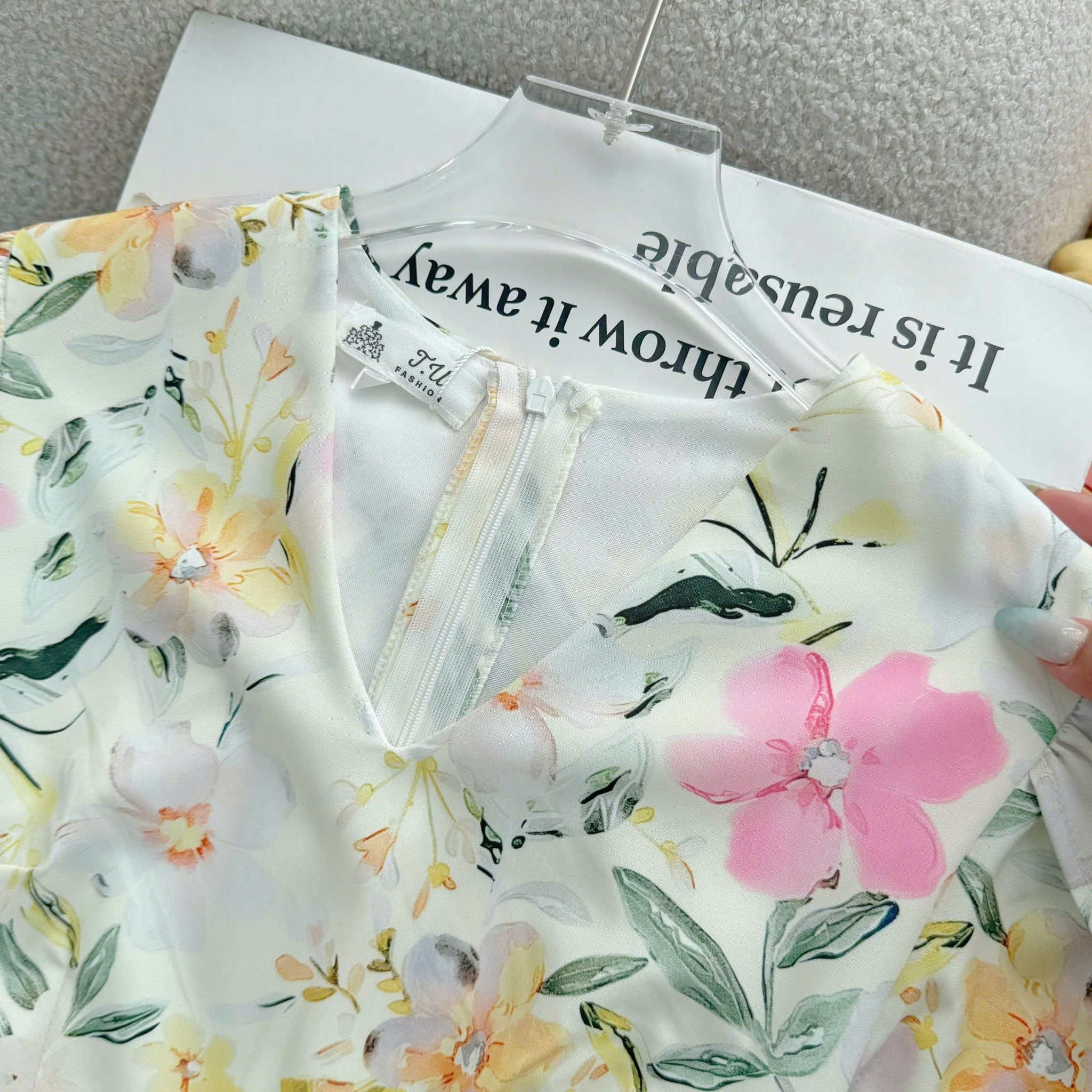 Đầm Hoa Thiết Kế Cổ Tim Dáng Chữ A Dài Đầm Đi Tiệc TuTu Store Mã D1859