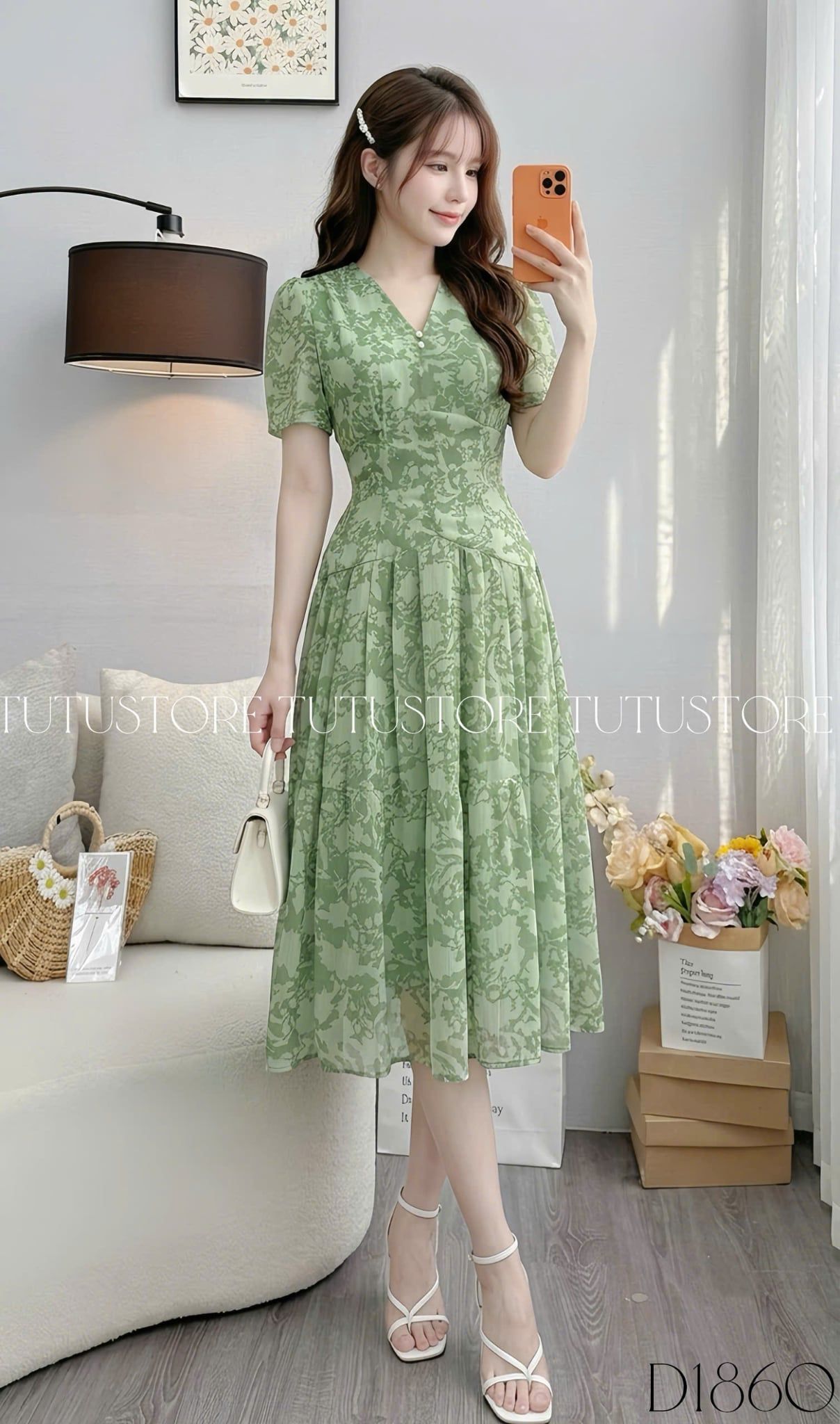 Đầm Thiết Kế Cổ Tim Chiết Eo Dáng Xòe Đầm Đi Tiệc TuTu Store Mã D1860