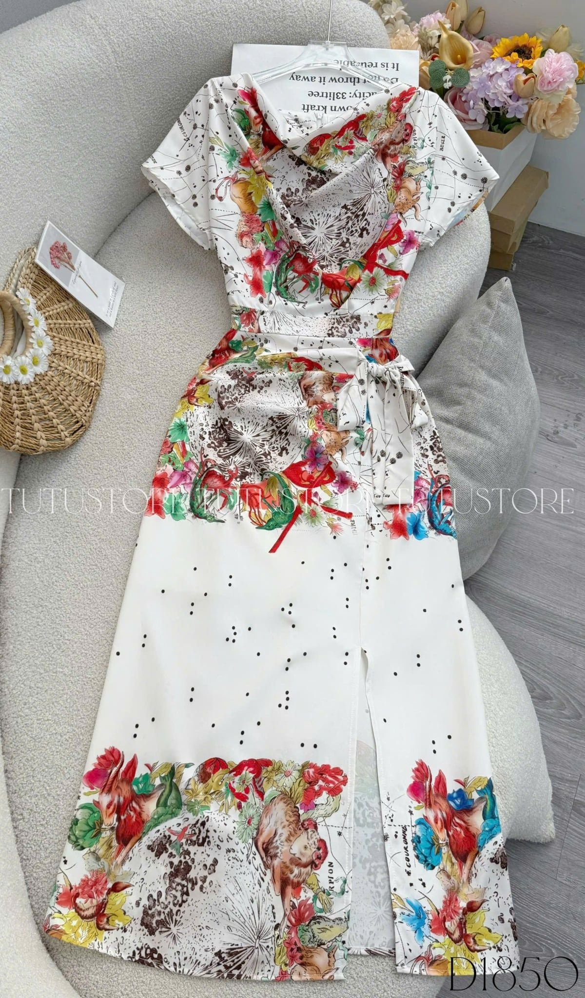 Đầm Thiết Kế Kiểu Cổ Đổ Buộc Eo Tôn Dáng Đi Tiệc TuTu Store Mã D1850