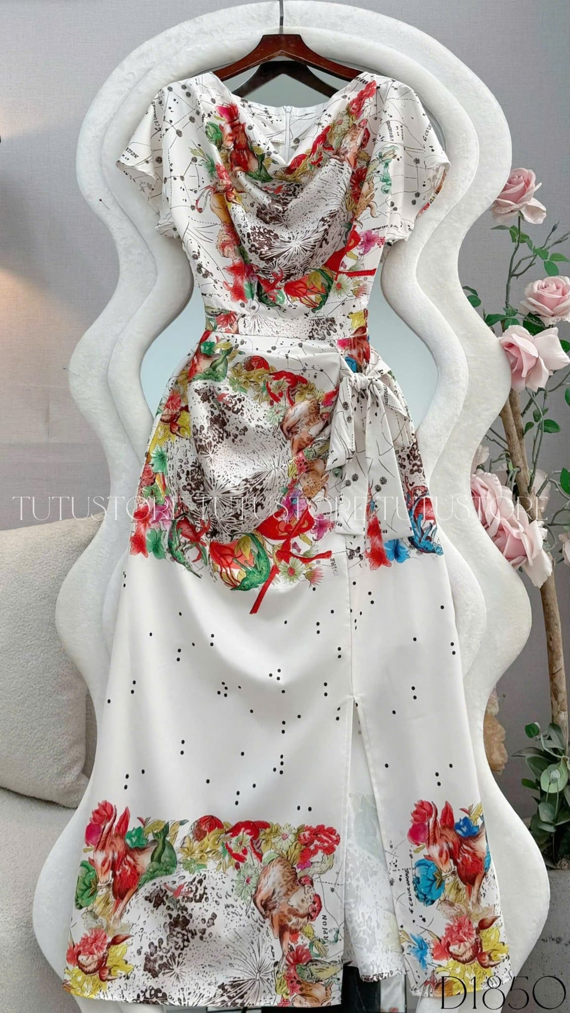 Đầm Thiết Kế Kiểu Cổ Đổ Buộc Eo Tôn Dáng Đi Tiệc TuTu Store Mã D1850
