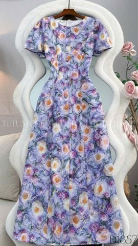 Đầm Thiết Kế Cổ Tròn Dáng Chữ A Họa Tiết Hoa 3D Đầm Đi Tiệc TuTu Store Mã D1857