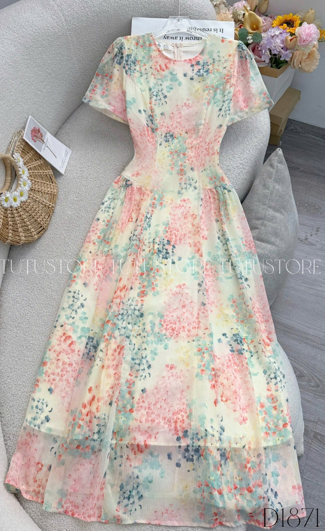 Đầm Thiết Kế Cổ Tròn Dáng Dài Đầm Đi Tiệc TuTu Store Mã D1871