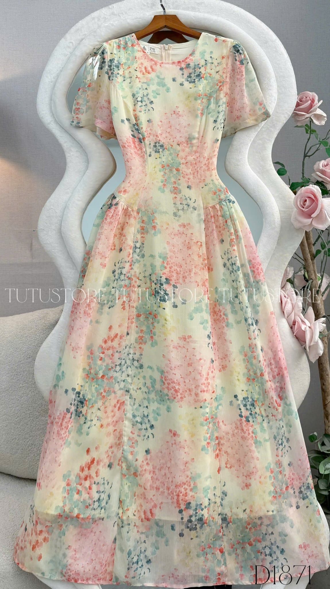 Đầm Thiết Kế Cổ Tròn Dáng Dài Đầm Đi Tiệc TuTu Store Mã D1871