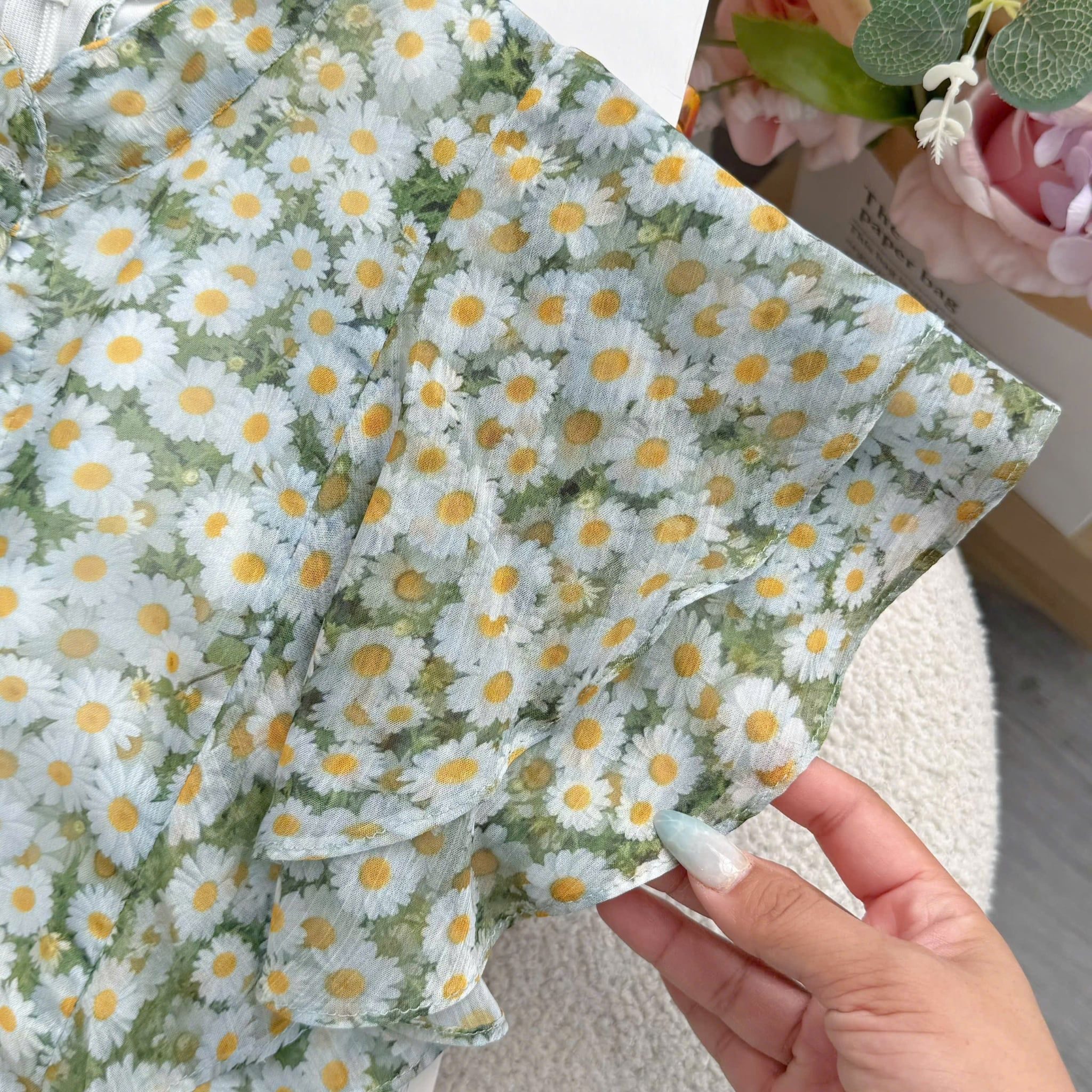 Đầm Thiết Kế Vai Bèo Cánh Tiên Dáng Xòe Họa Tiết Hoa 3D Đầm Đi Tiệc TuTu Store Mã D1858