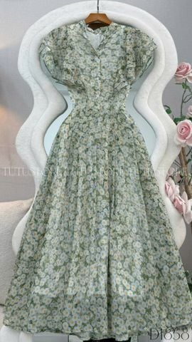 Đầm Thiết Kế Vai Bèo Cánh Tiên Dáng Xòe Họa Tiết Hoa 3D Đầm Đi Tiệc TuTu Store Mã D1858