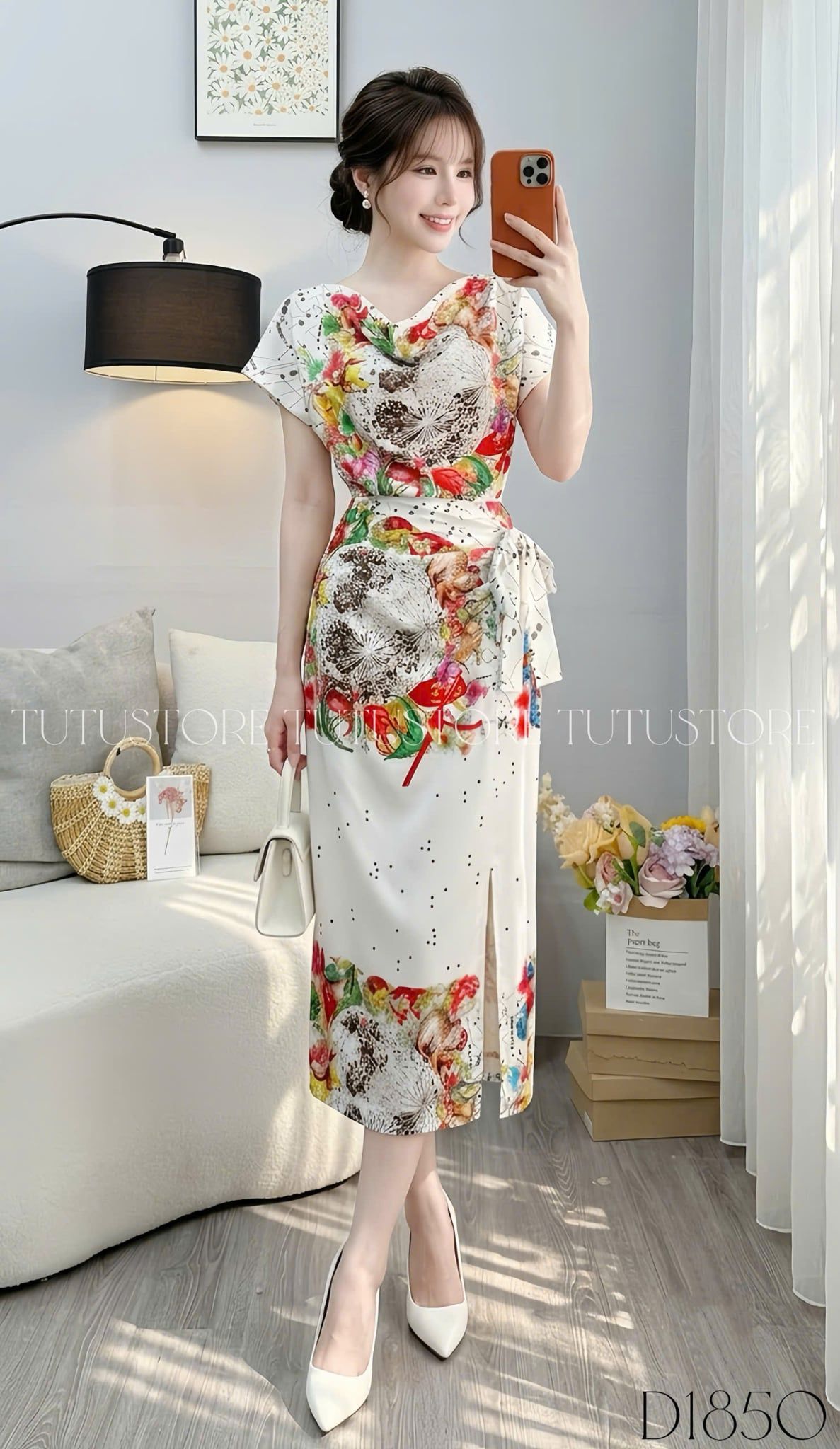 Đầm Thiết Kế Kiểu Cổ Đổ Buộc Eo Tôn Dáng Đi Tiệc TuTu Store Mã D1850