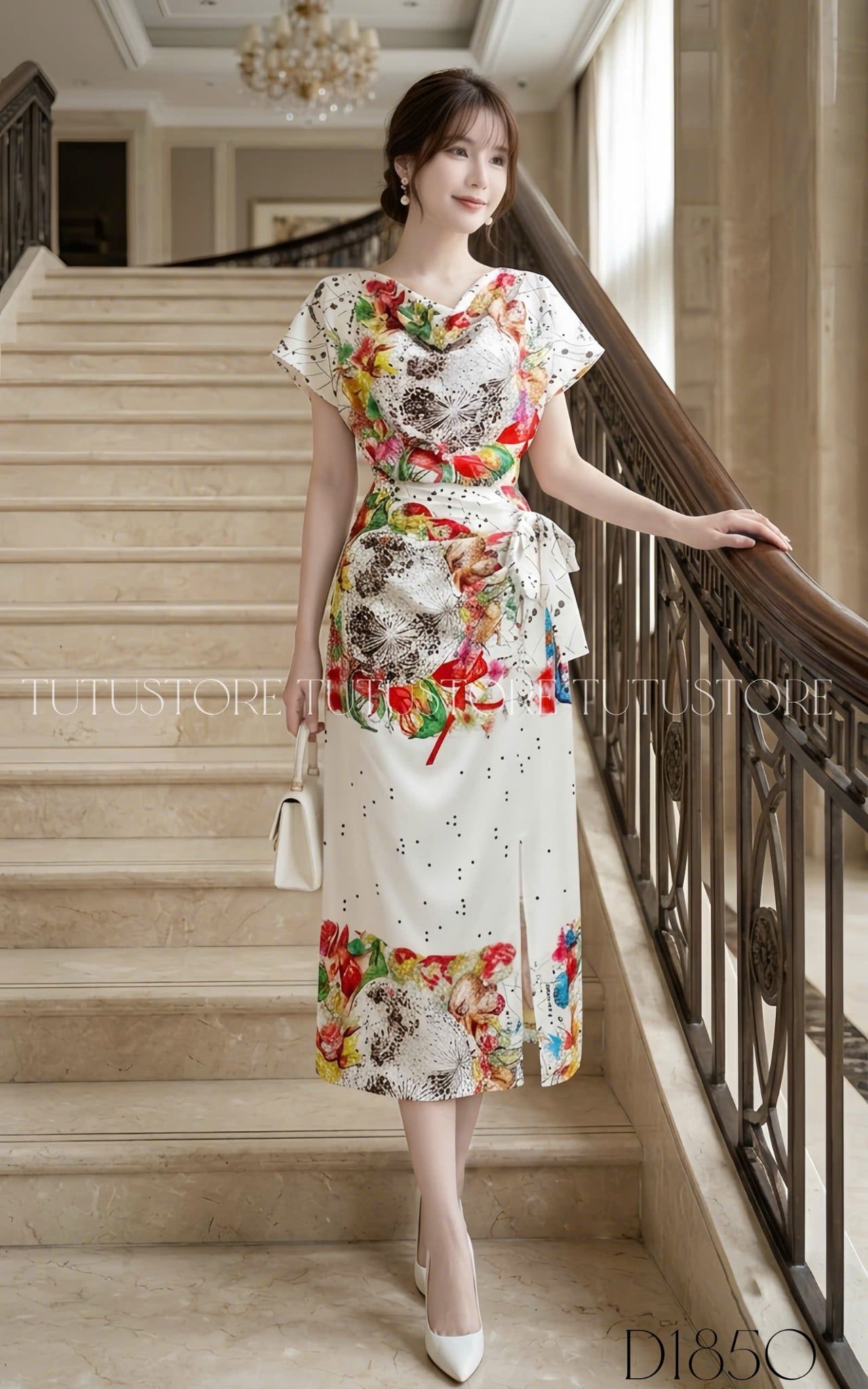 Đầm Thiết Kế Kiểu Cổ Đổ Buộc Eo Tôn Dáng Đi Tiệc TuTu Store Mã D1850