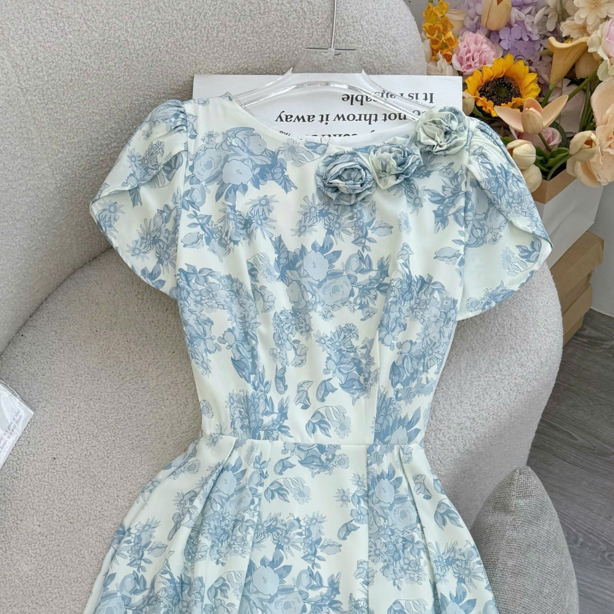 Đầm Thiết Kế Cổ Tròn Đính Hoa Dáng Dài Đầm Đi Tiệc TuTu Store Mã D1875