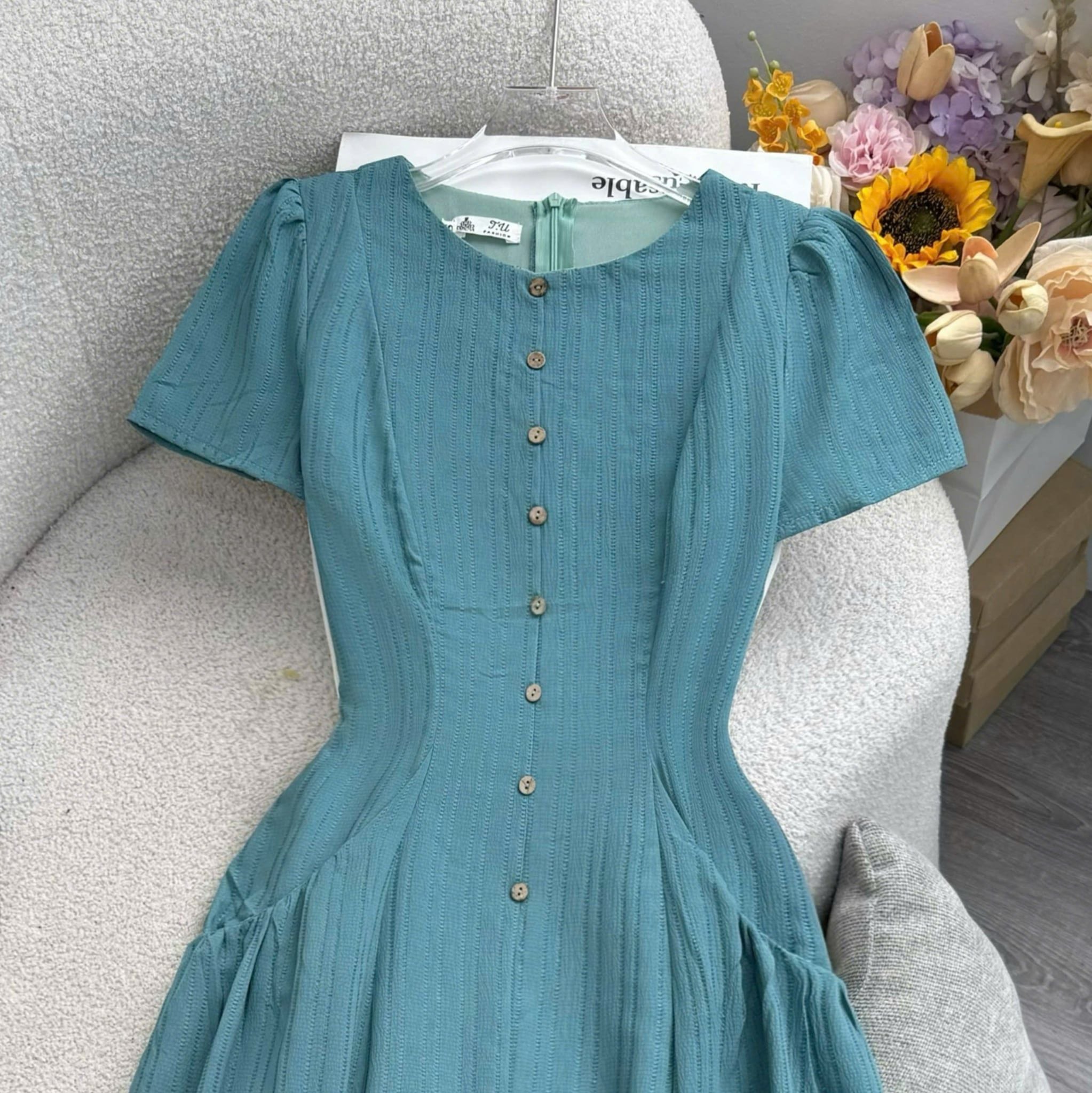 Đầm Thiết Kế Cổ Tròn Dáng Xòe Túi Hông Kiểu Đầm Đi Tiệc TuTu Store Mã D1885