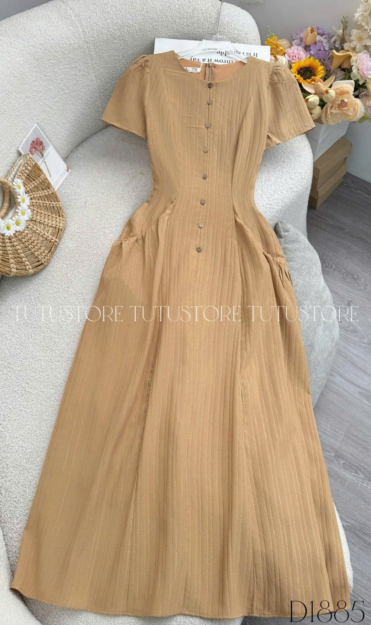 Đầm Thiết Kế Cổ Tròn Dáng Xòe Túi Hông Kiểu Đầm Đi Tiệc TuTu Store Mã D1885