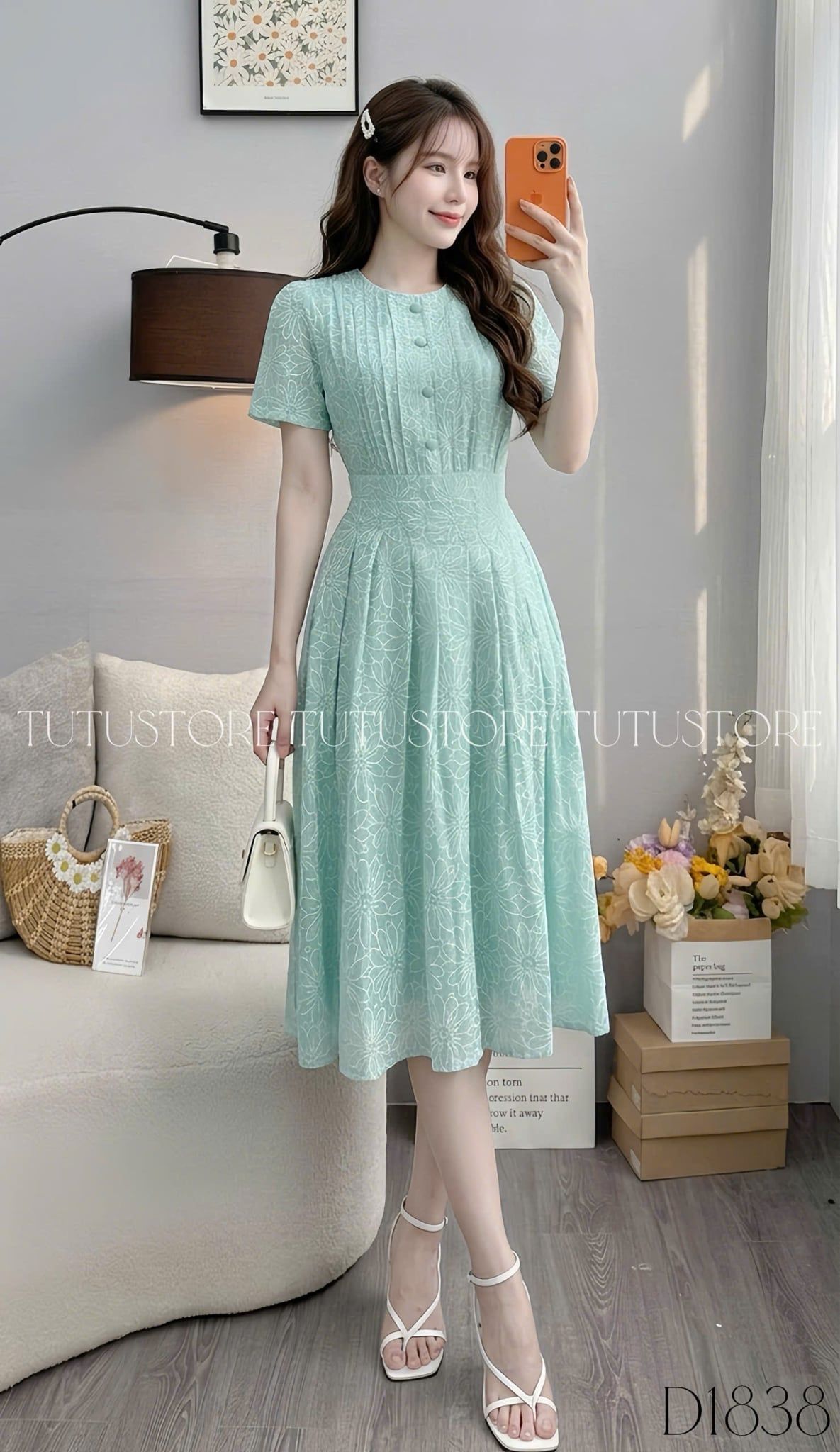 Đầm Thiết Kế Cổ Tròn Dáng Xòe Nhẹ Nhàng Đi Chơi TuTu Store Mã D1838