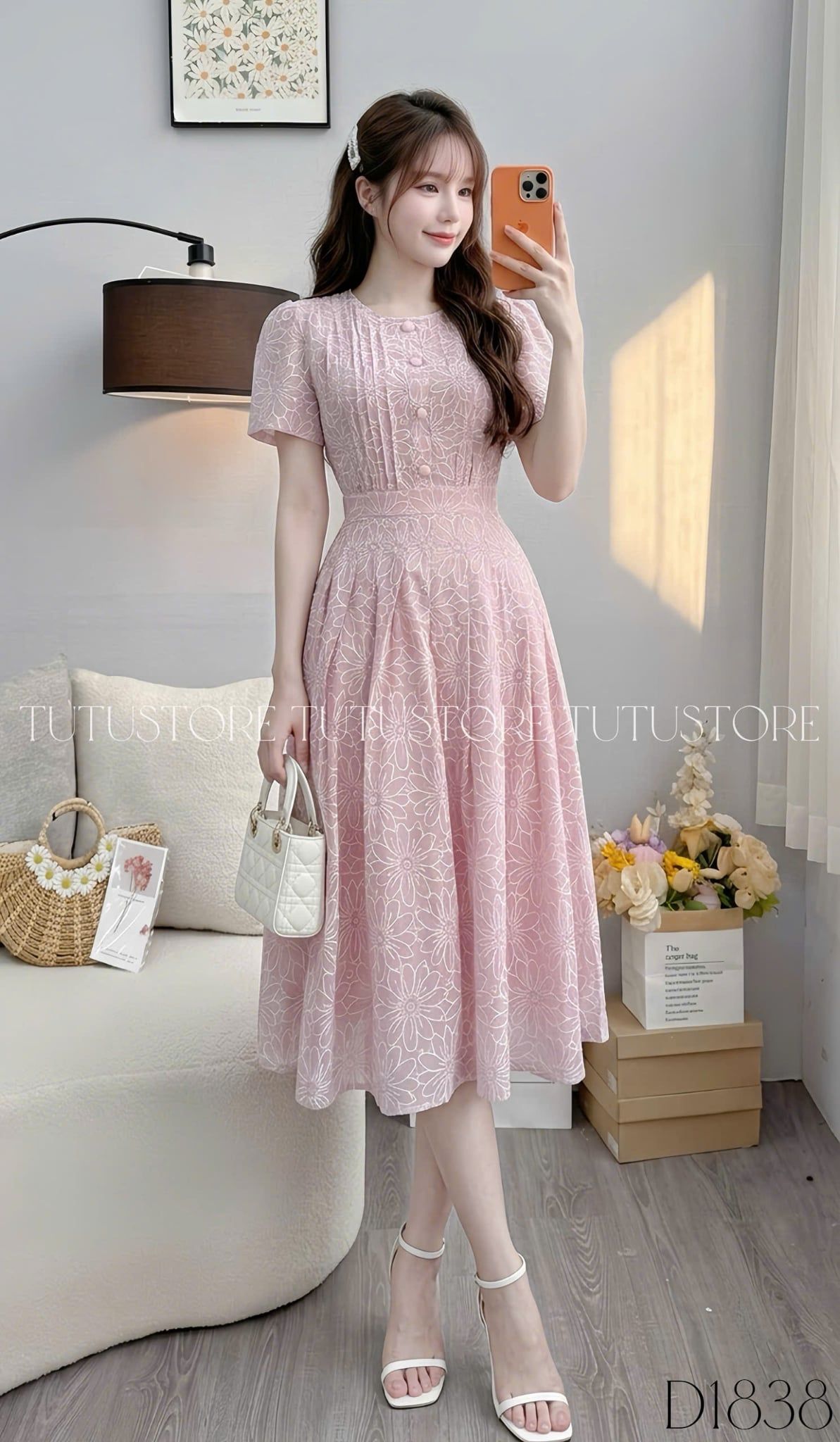 Đầm Thiết Kế Cổ Tròn Dáng Xòe Nhẹ Nhàng Đi Chơi TuTu Store Mã D1838