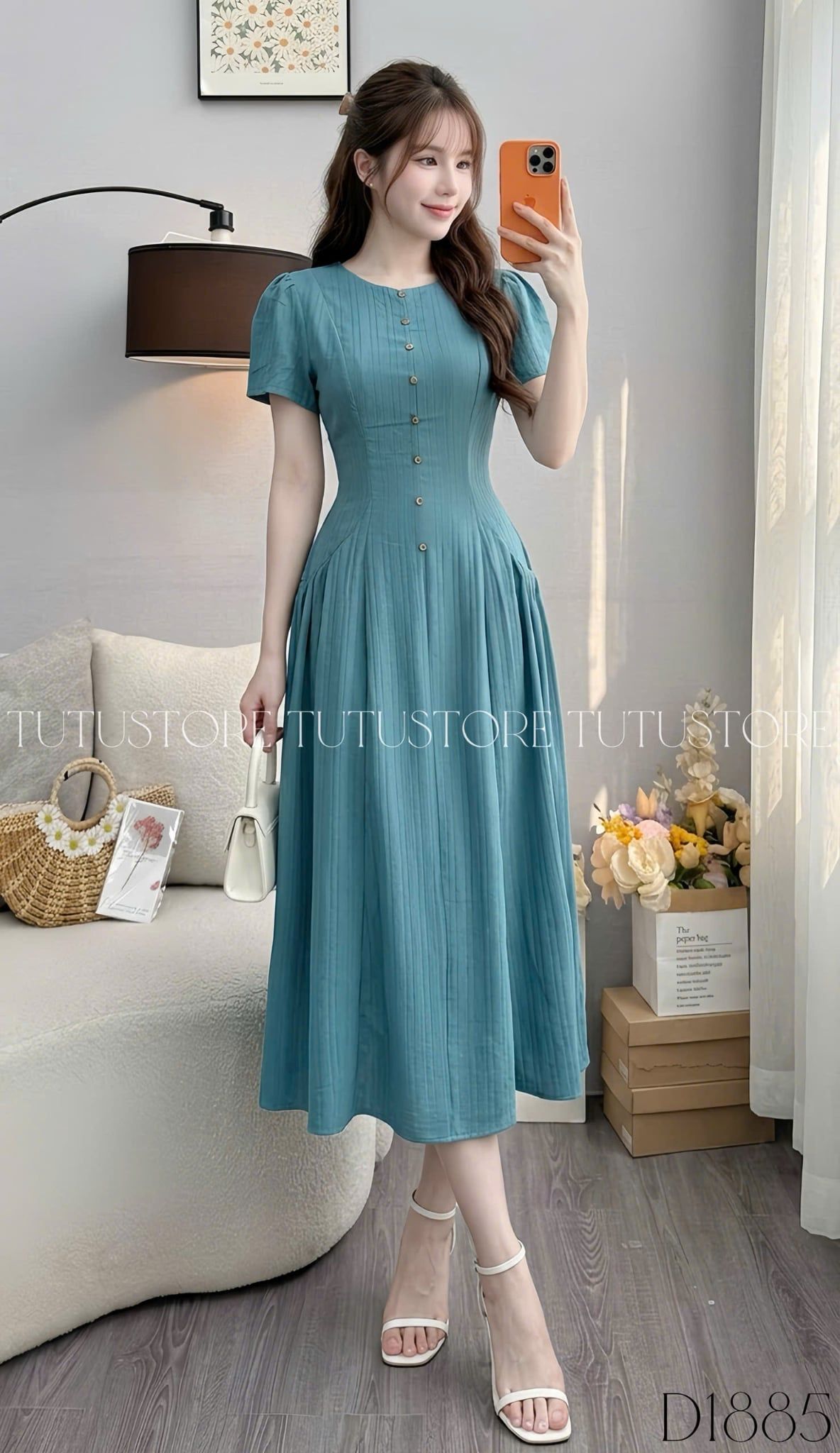 Đầm Thiết Kế Cổ Tròn Dáng Xòe Túi Hông Kiểu Đầm Đi Tiệc TuTu Store Mã D1885