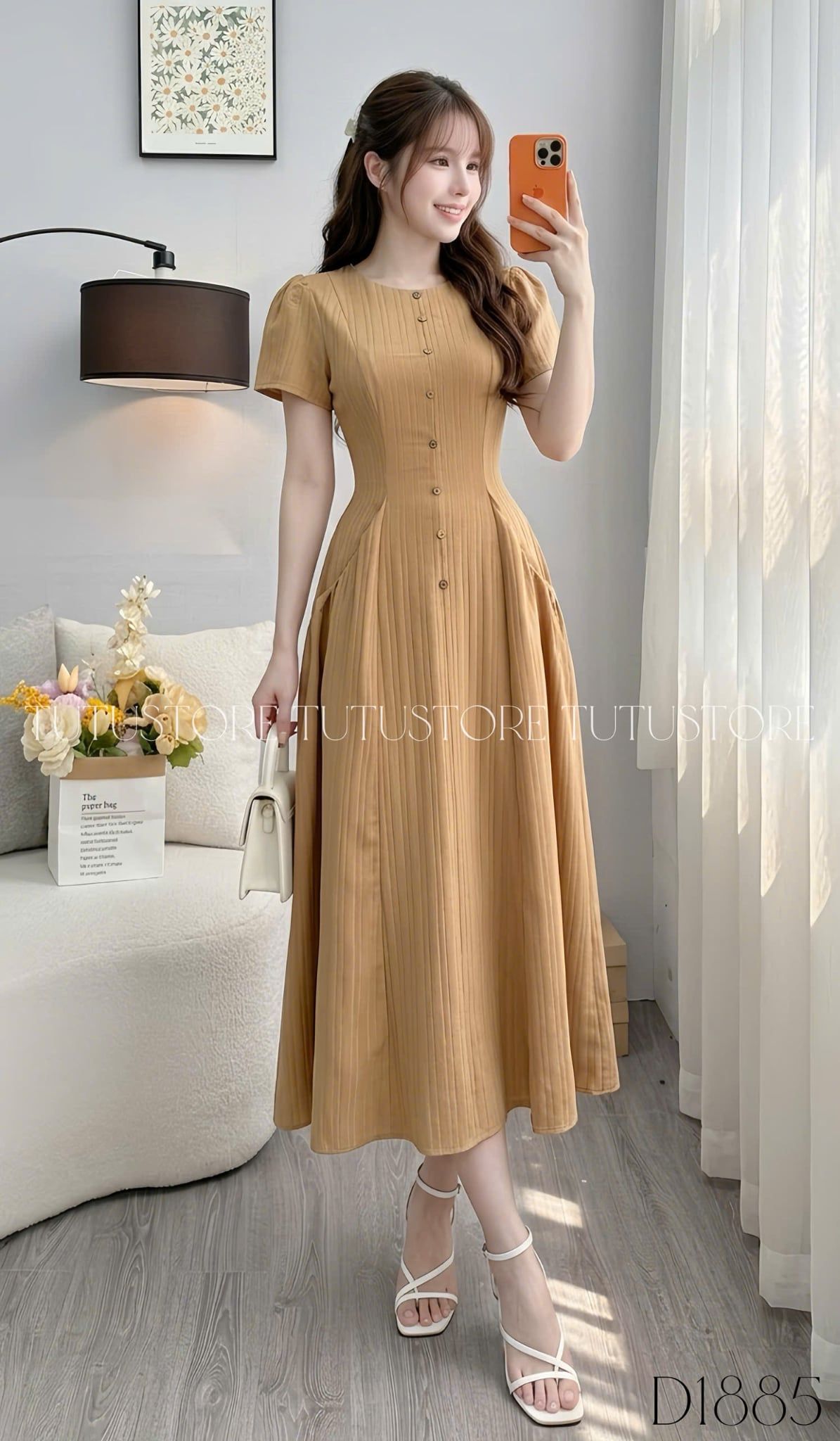 Đầm Thiết Kế Cổ Tròn Dáng Xòe Túi Hông Kiểu Đầm Đi Tiệc TuTu Store Mã D1885