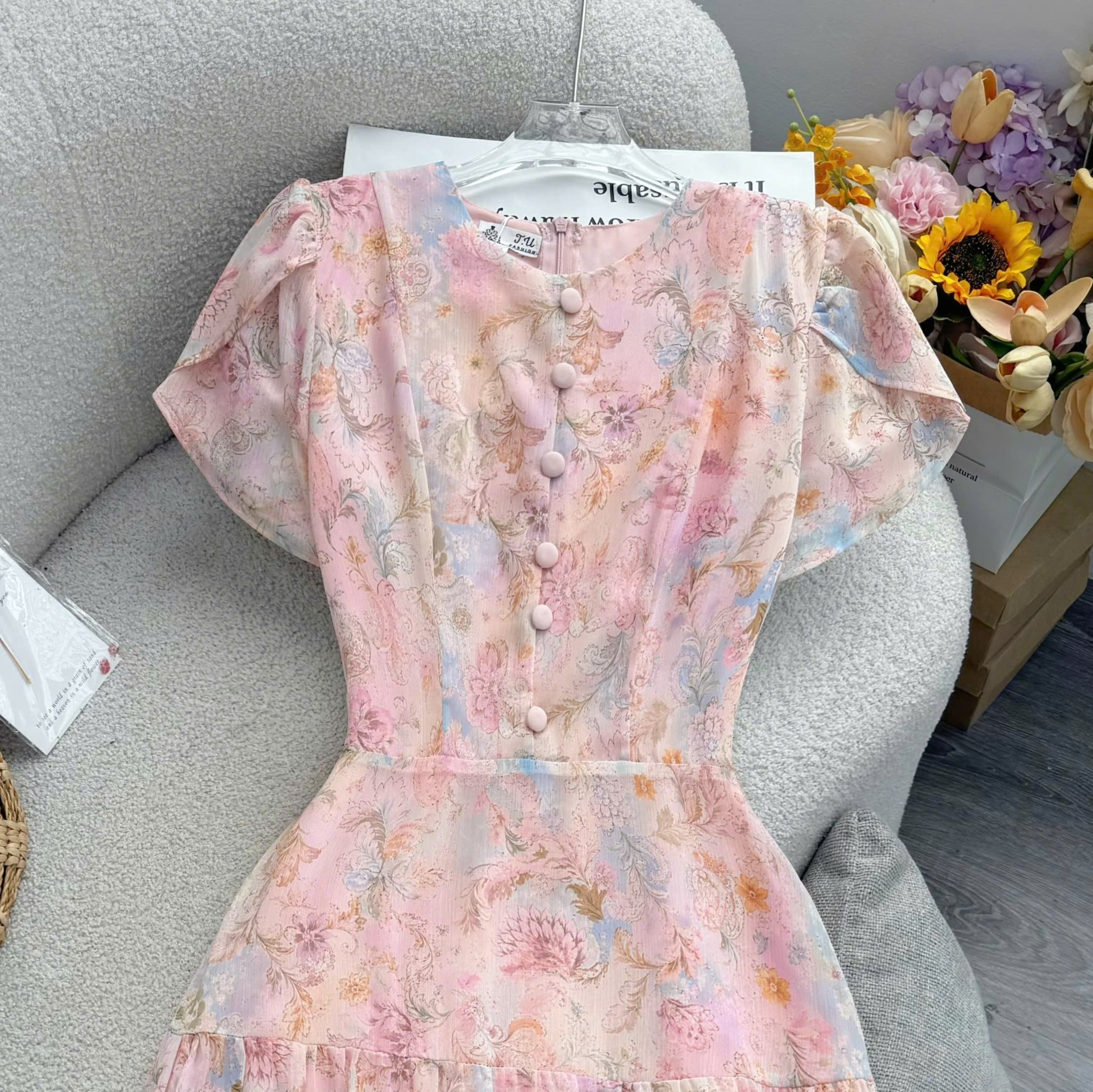 Đầm Thiết Kế Cổ Tròn Dáng Xòe Dài Đầm Đi Tiệc TuTu Store Mã D1845