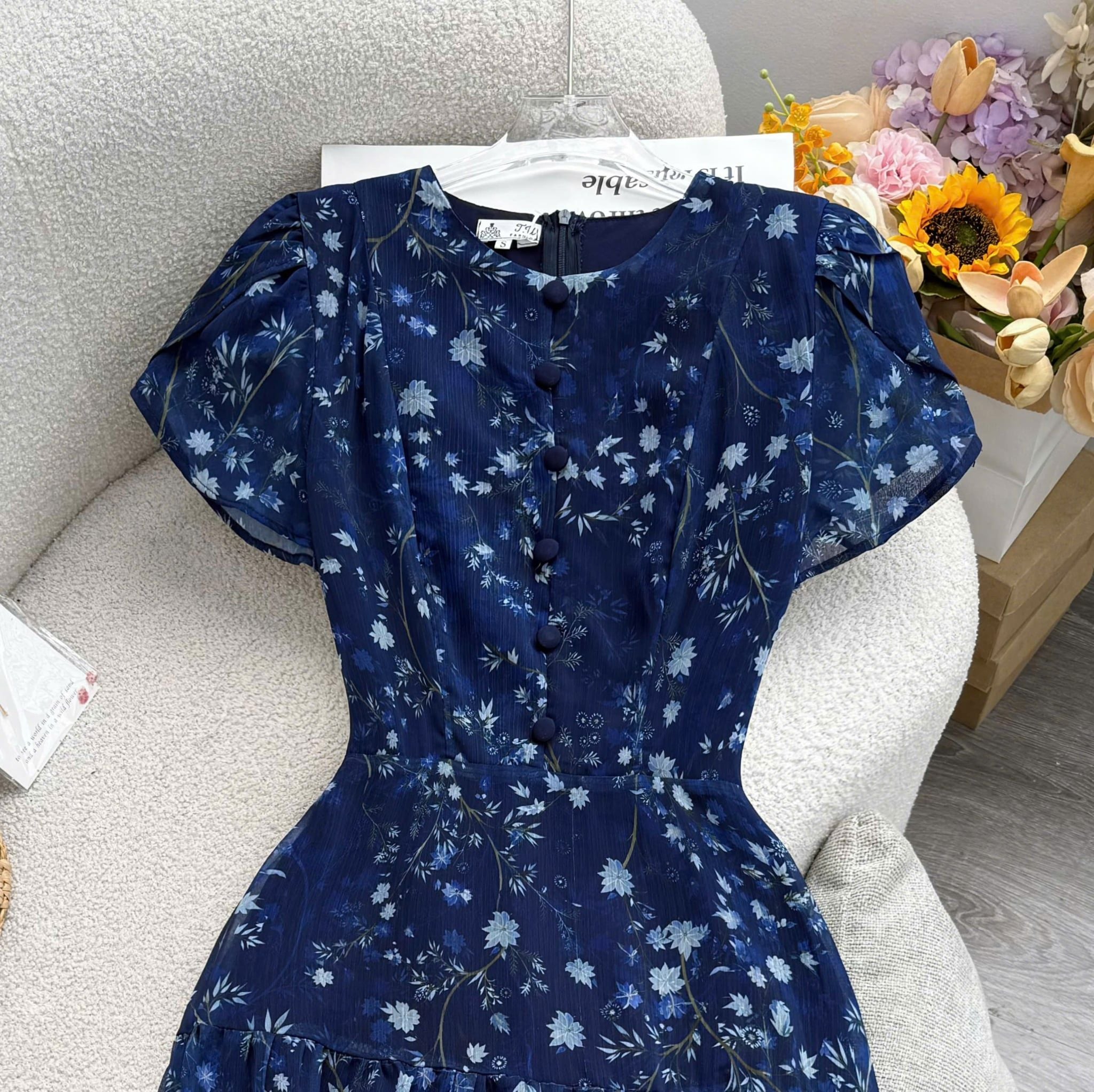 Đầm Thiết Kế Cổ Tròn Dáng Xòe Dài Đầm Đi Tiệc TuTu Store Mã D1845