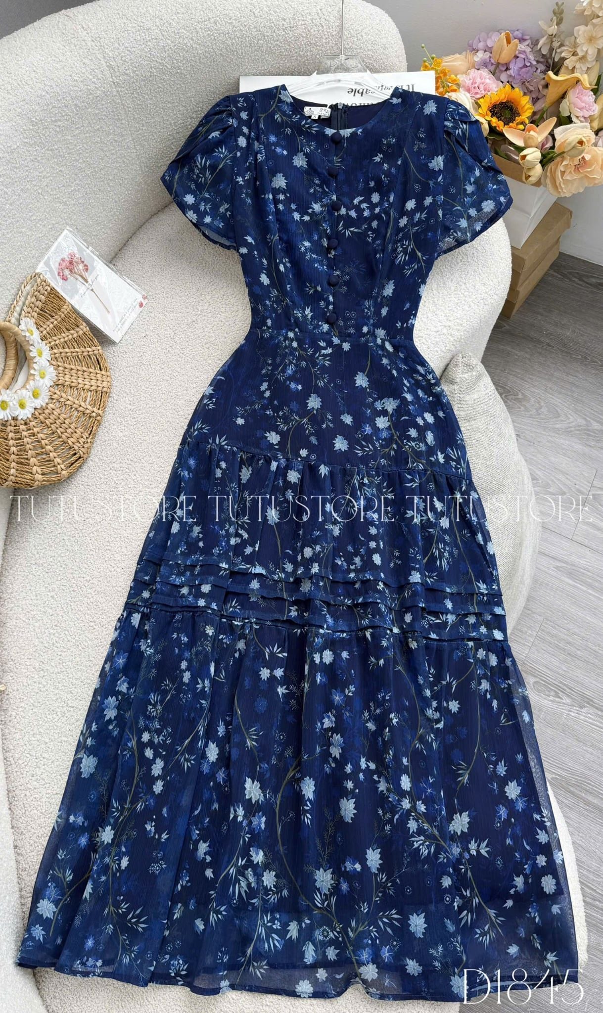 Đầm Thiết Kế Cổ Tròn Dáng Xòe Dài Đầm Đi Tiệc TuTu Store Mã D1845