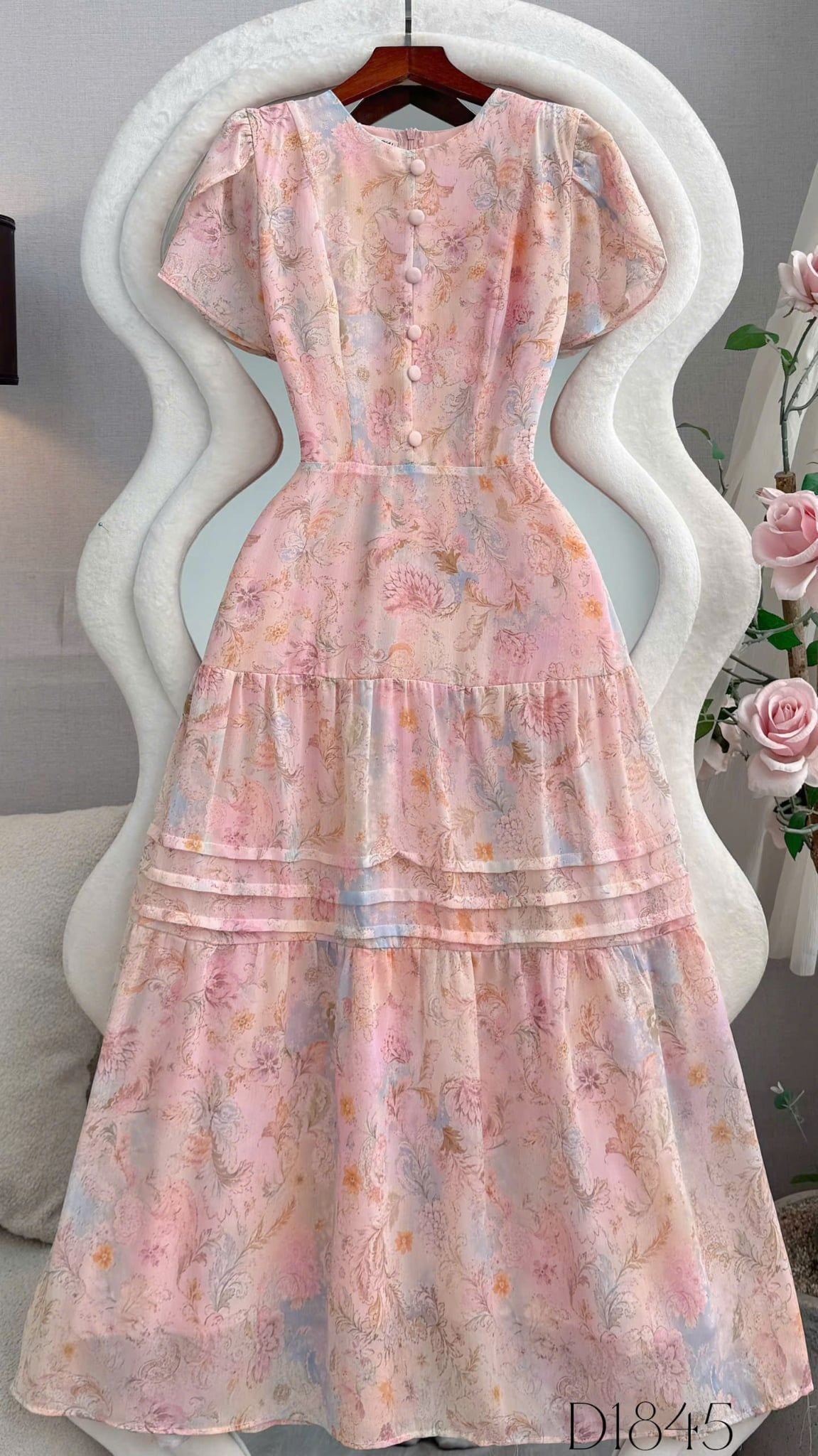 Đầm Thiết Kế Cổ Tròn Dáng Xòe Dài Đầm Đi Tiệc TuTu Store Mã D1845