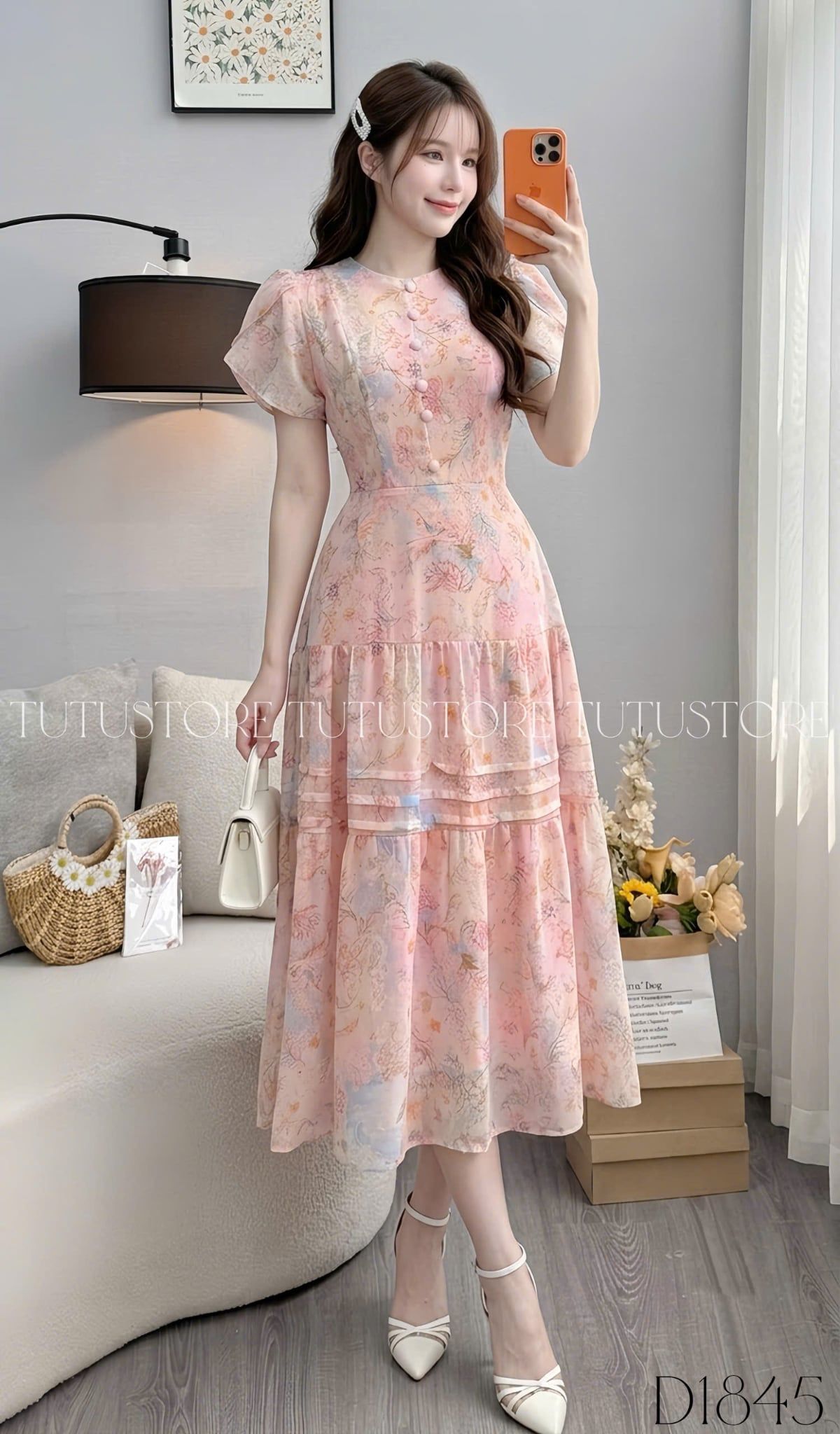 Đầm Thiết Kế Cổ Tròn Dáng Xòe Dài Đầm Đi Tiệc TuTu Store Mã D1845