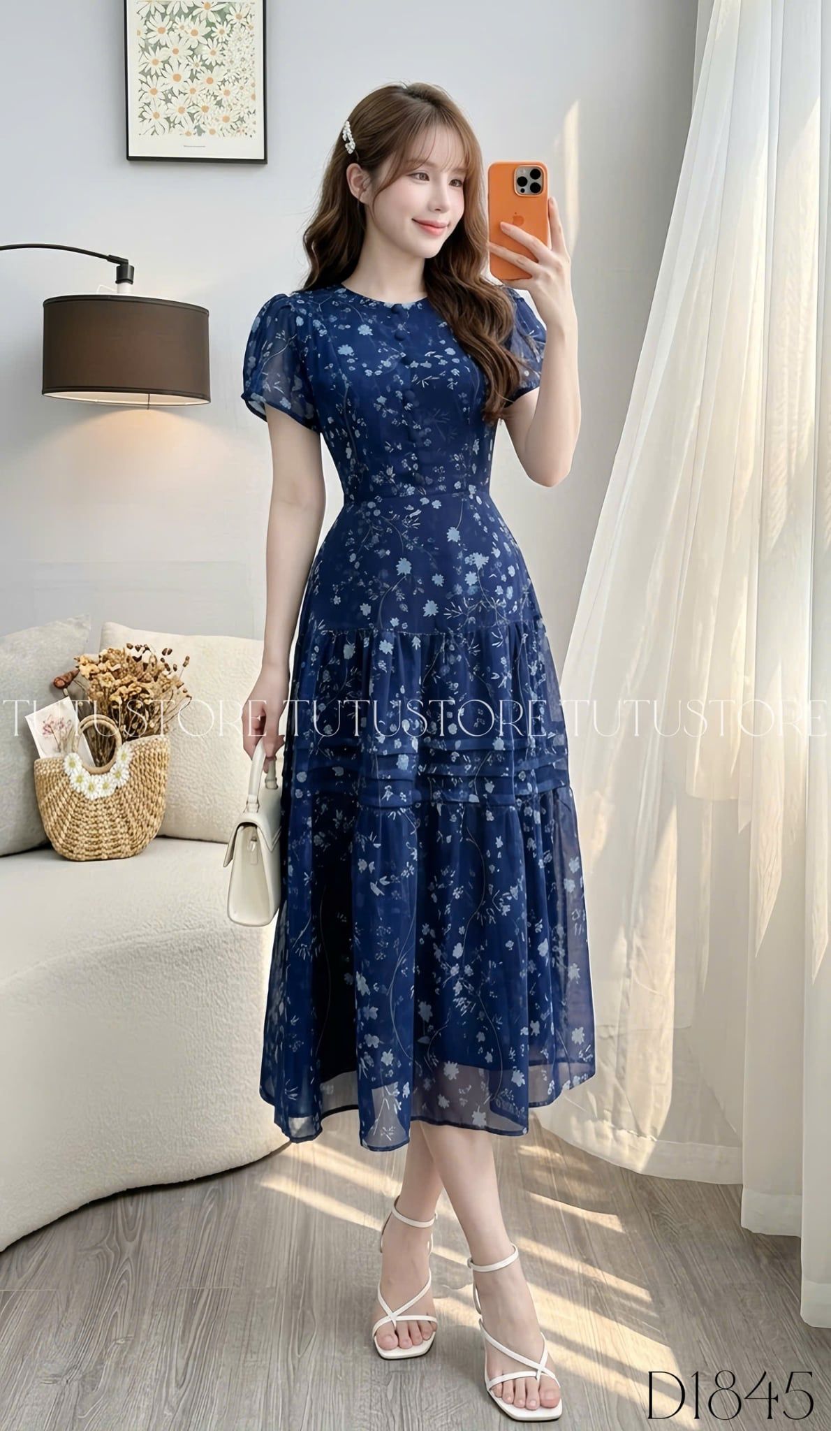 Đầm Thiết Kế Cổ Tròn Dáng Xòe Dài Đầm Đi Tiệc TuTu Store Mã D1845