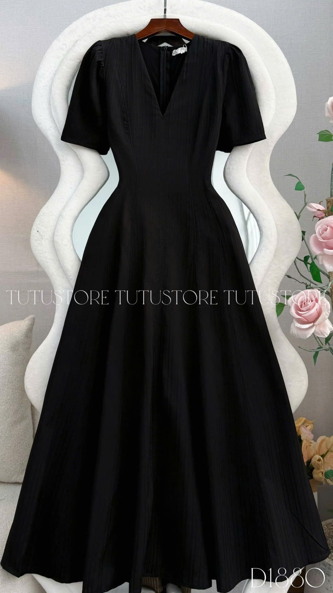 Đầm Thiết Kế Cổ V Dáng Xòe Dài Đầm Đi Tiệc TuTu Store Mã D1880