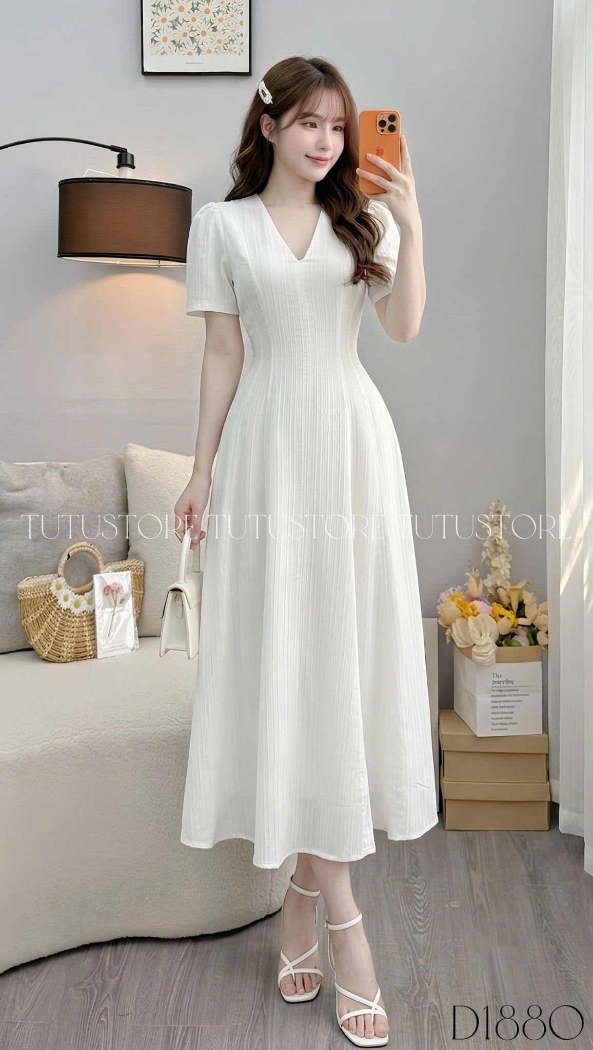 Đầm Thiết Kế Cổ V Dáng Xòe Dài Đầm Đi Tiệc TuTu Store Mã D1880
