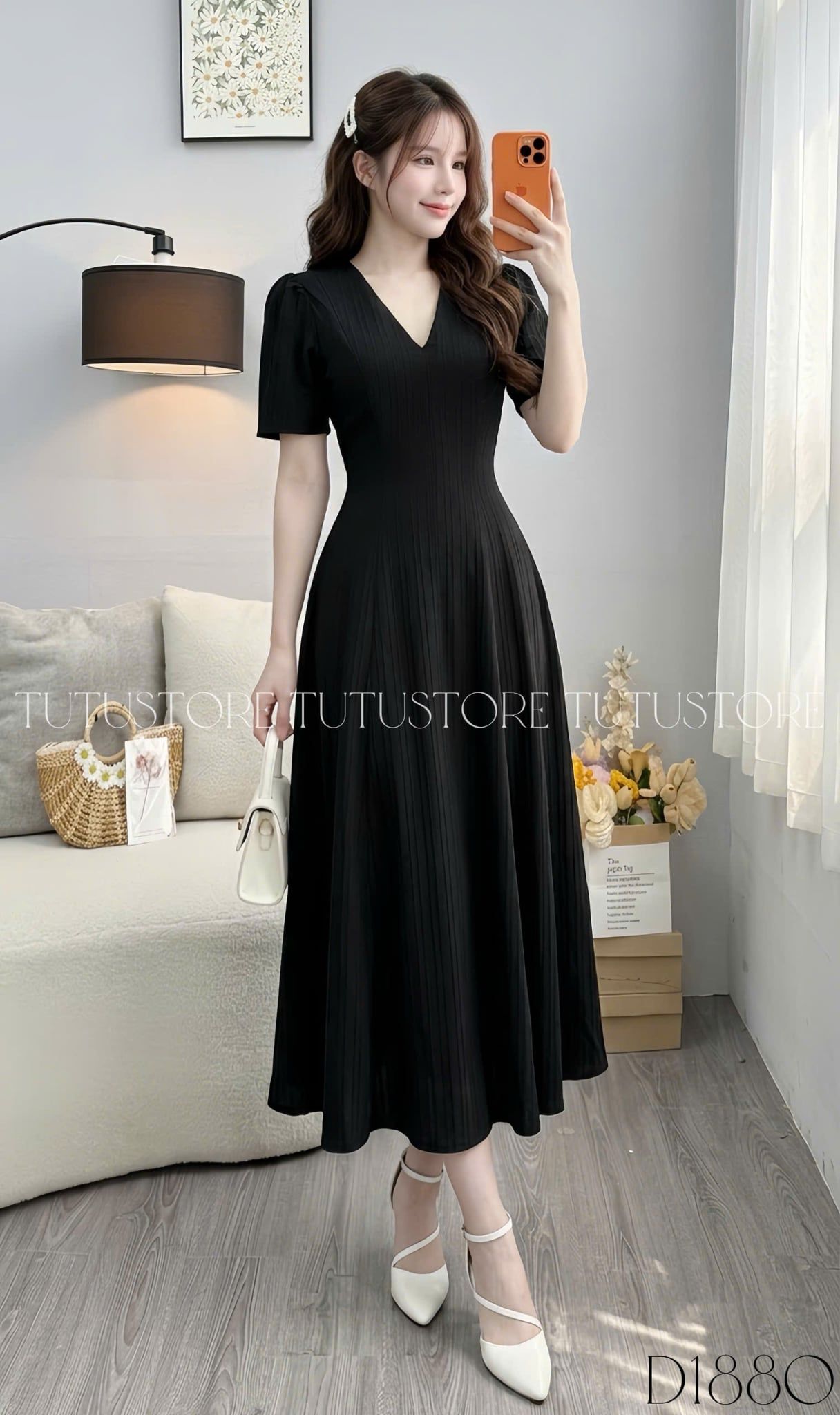 Đầm Thiết Kế Cổ V Dáng Xòe Dài Đầm Đi Tiệc TuTu Store Mã D1880