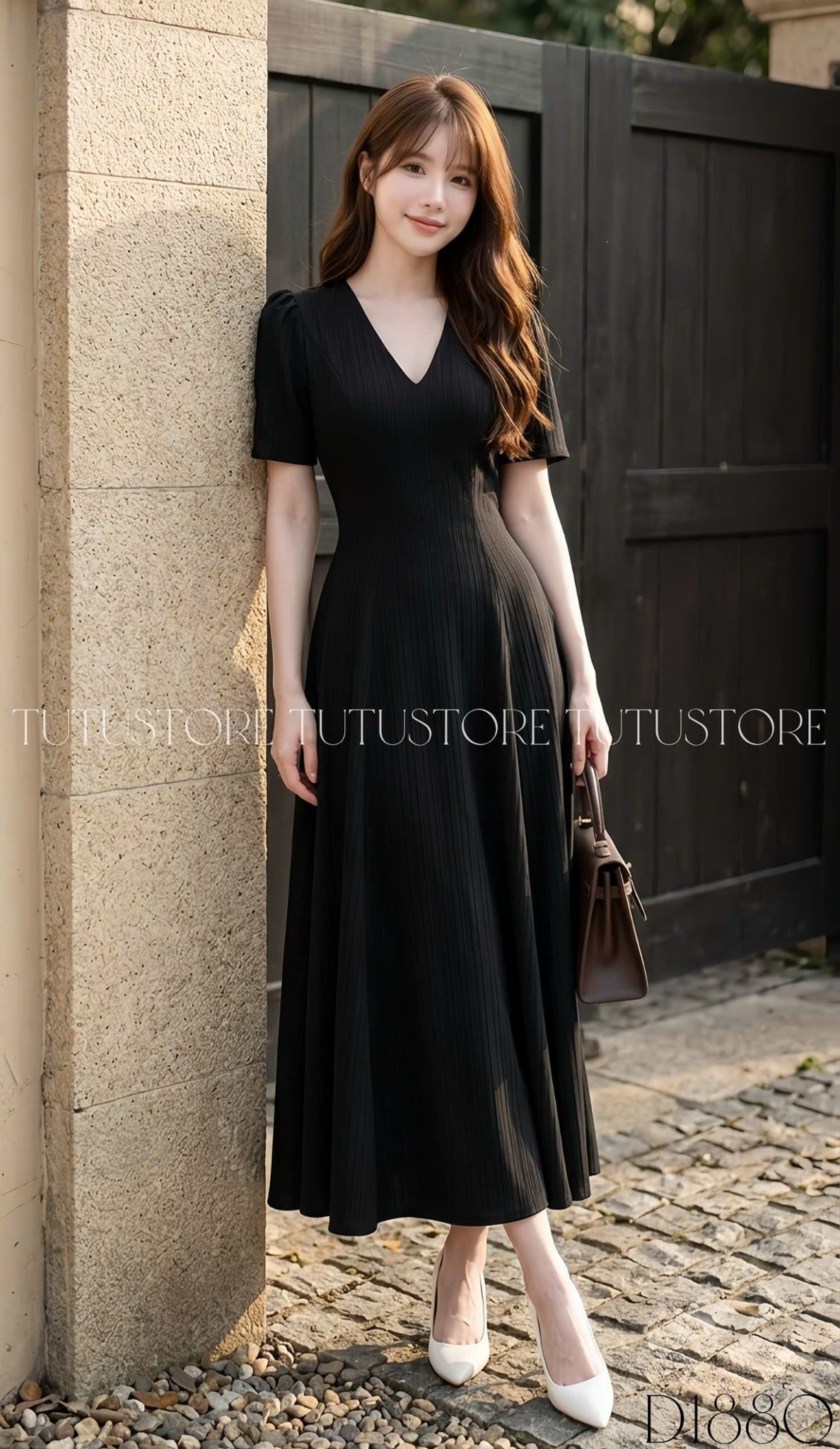 Đầm Thiết Kế Cổ V Dáng Xòe Dài Đầm Đi Tiệc TuTu Store Mã D1880