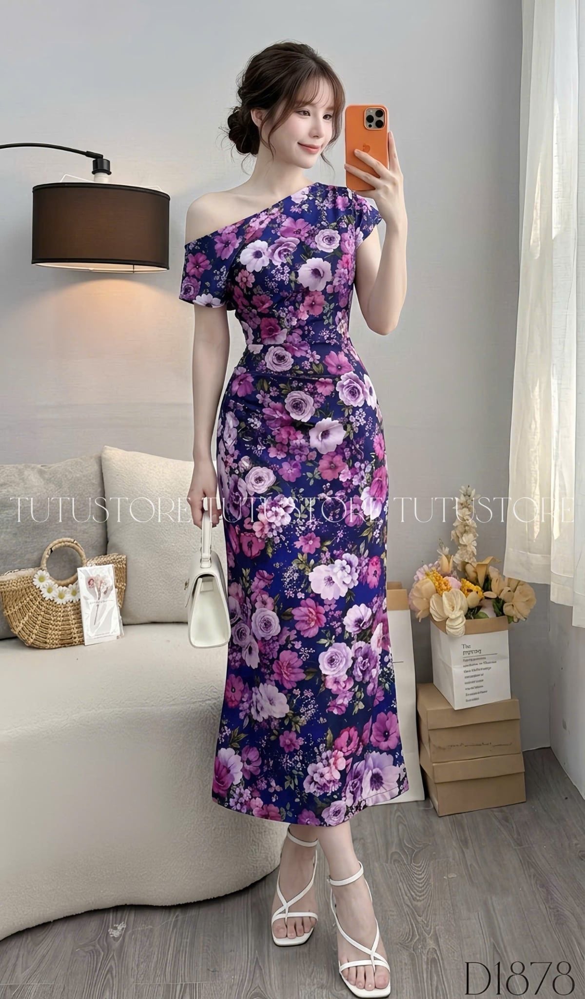 Đầm Hoa Thiết Kế Lệch Vai Tôn Dáng Đầm Đi Tiệc TuTu Store Mã D1878