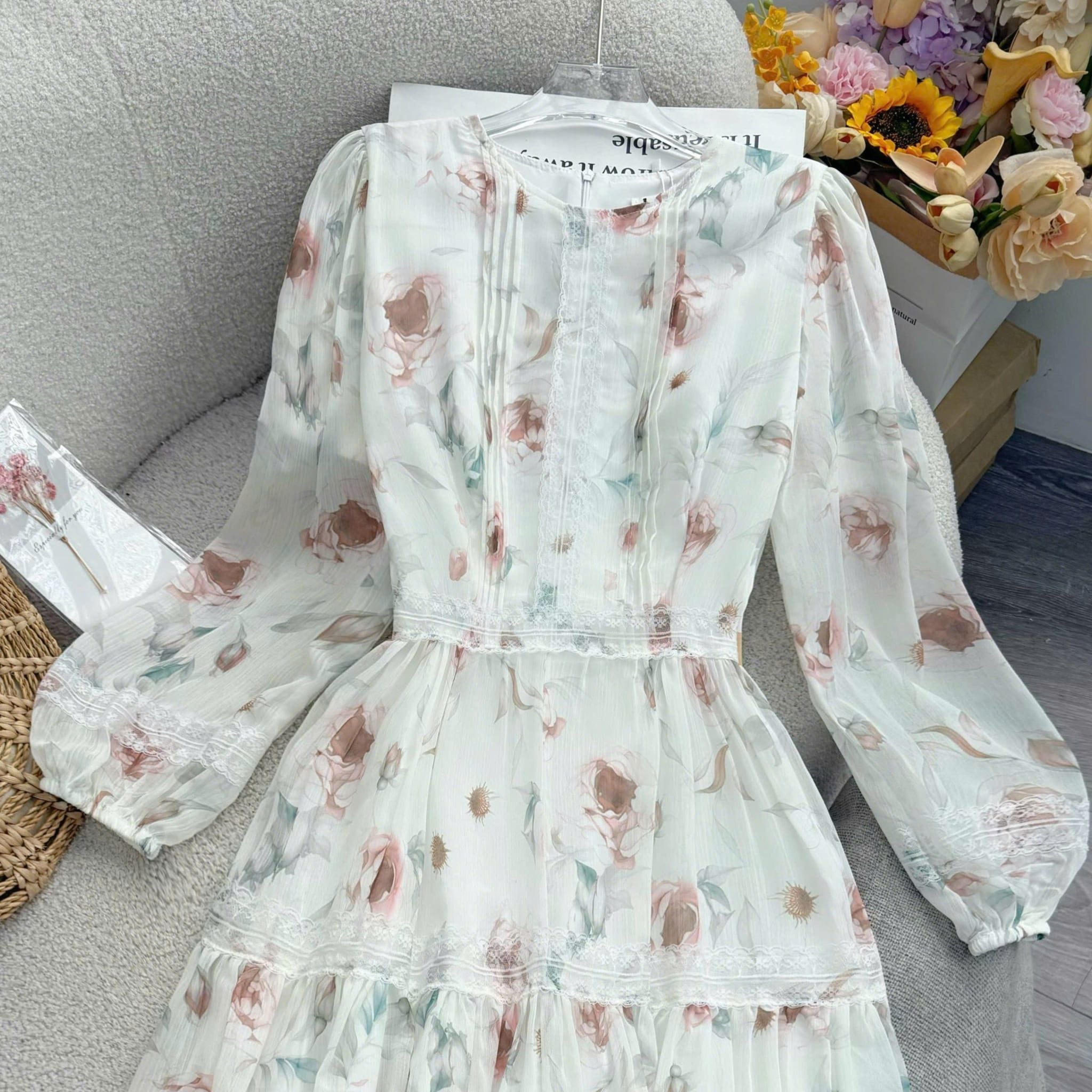 Đầm Thiết Kế Cổ Tròn Tay Dài Dáng Ngắn Đầm Đi Tiệc TuTu Store Mã D1870