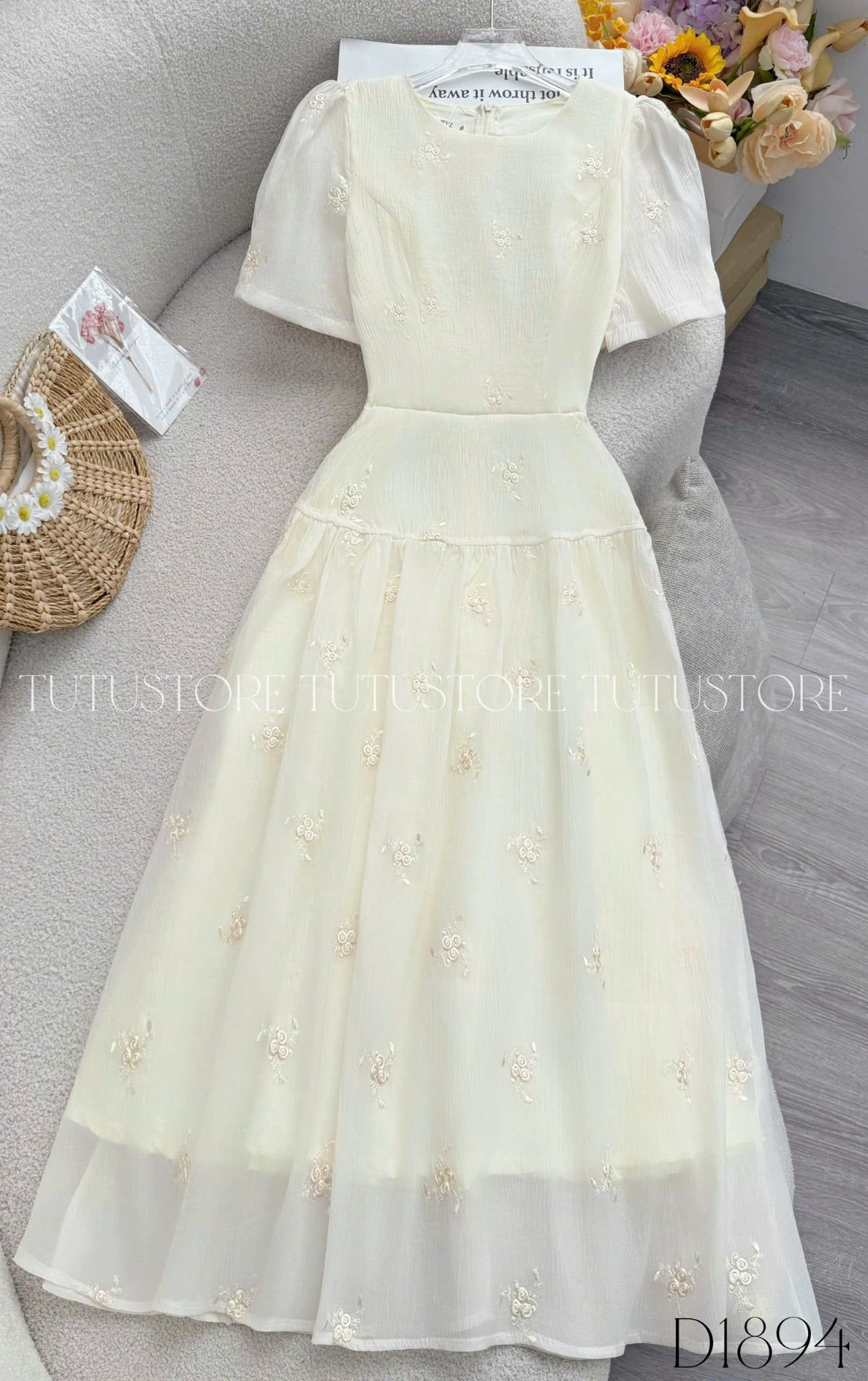 Đầm Thiết Kế Cổ Tròn Dáng Dài Chiết Eo Xinh Xắn Đầm Đi Tiệc TuTu Store Mã D1894