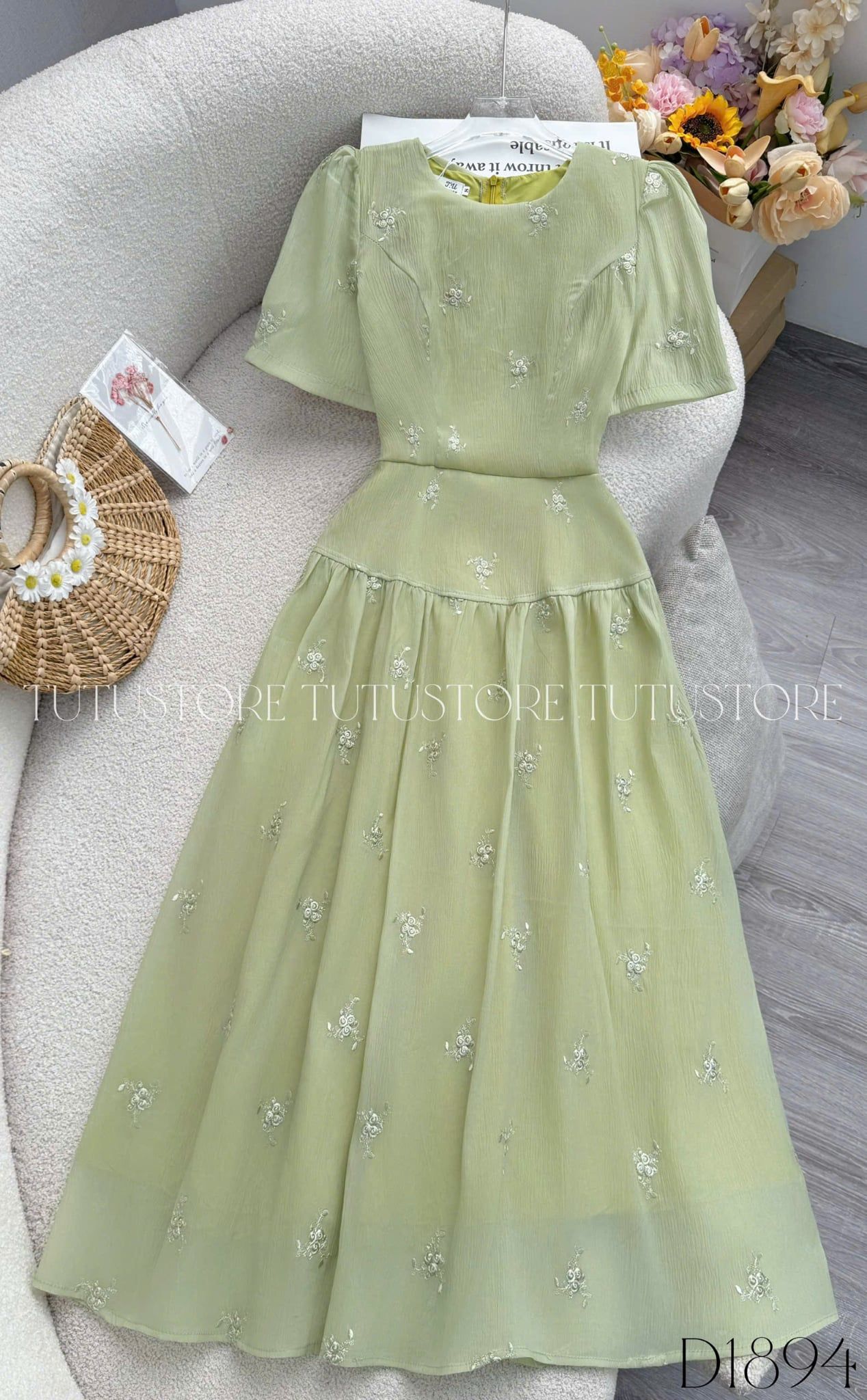 Đầm Thiết Kế Cổ Tròn Dáng Dài Chiết Eo Xinh Xắn Đầm Đi Tiệc TuTu Store Mã D1894