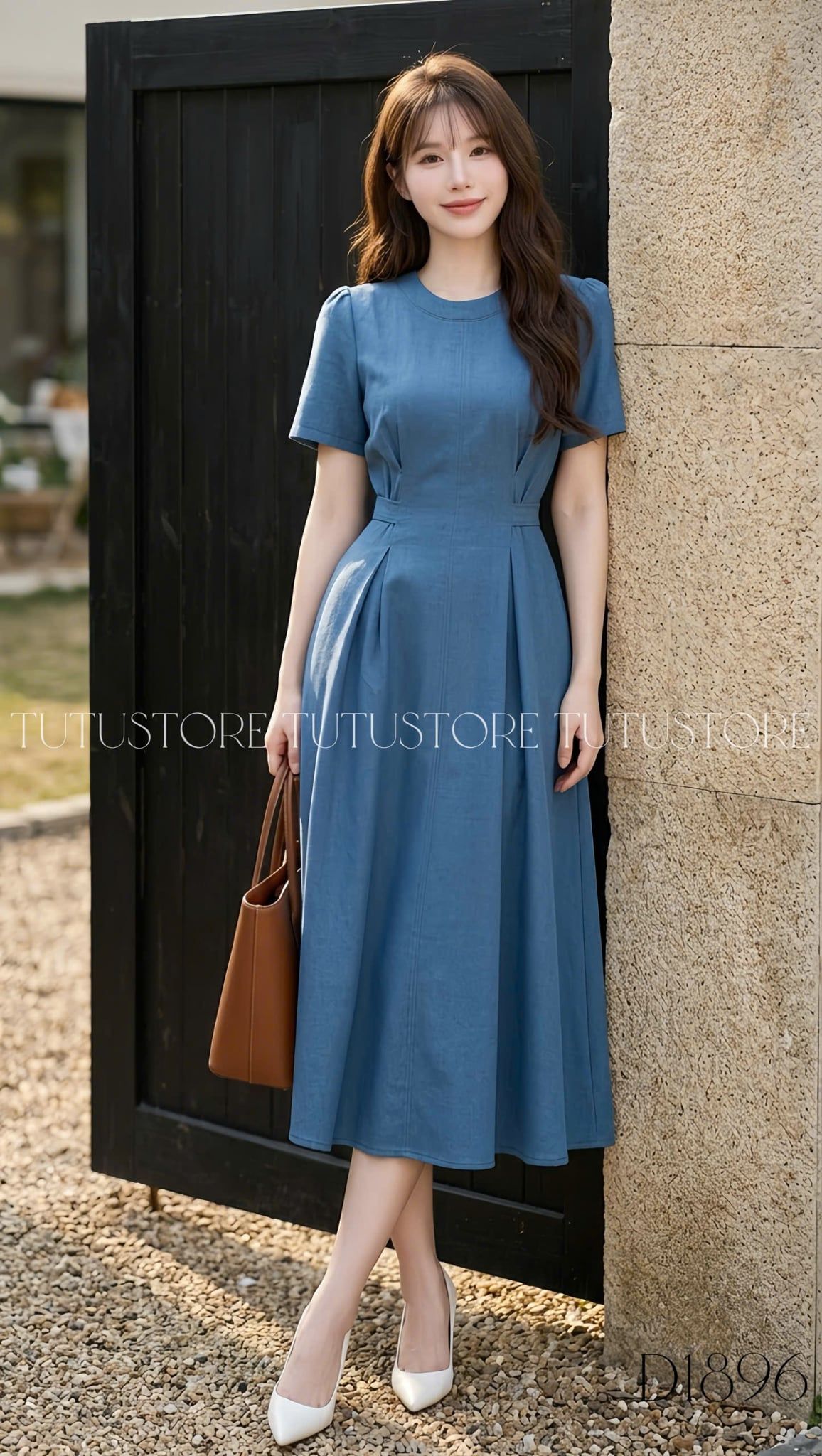 Đầm Thiết Kế Cổ Tròn Dán Xòe Có Dây Buộc Eo Đầm Đi Tiệc TuTu Store Mã D1896