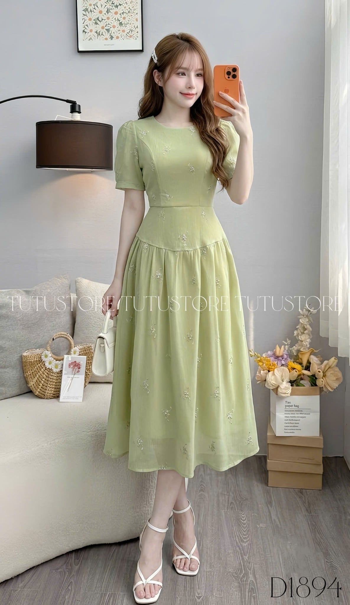 Đầm Thiết Kế Cổ Tròn Dáng Dài Chiết Eo Xinh Xắn Đầm Đi Tiệc TuTu Store Mã D1894