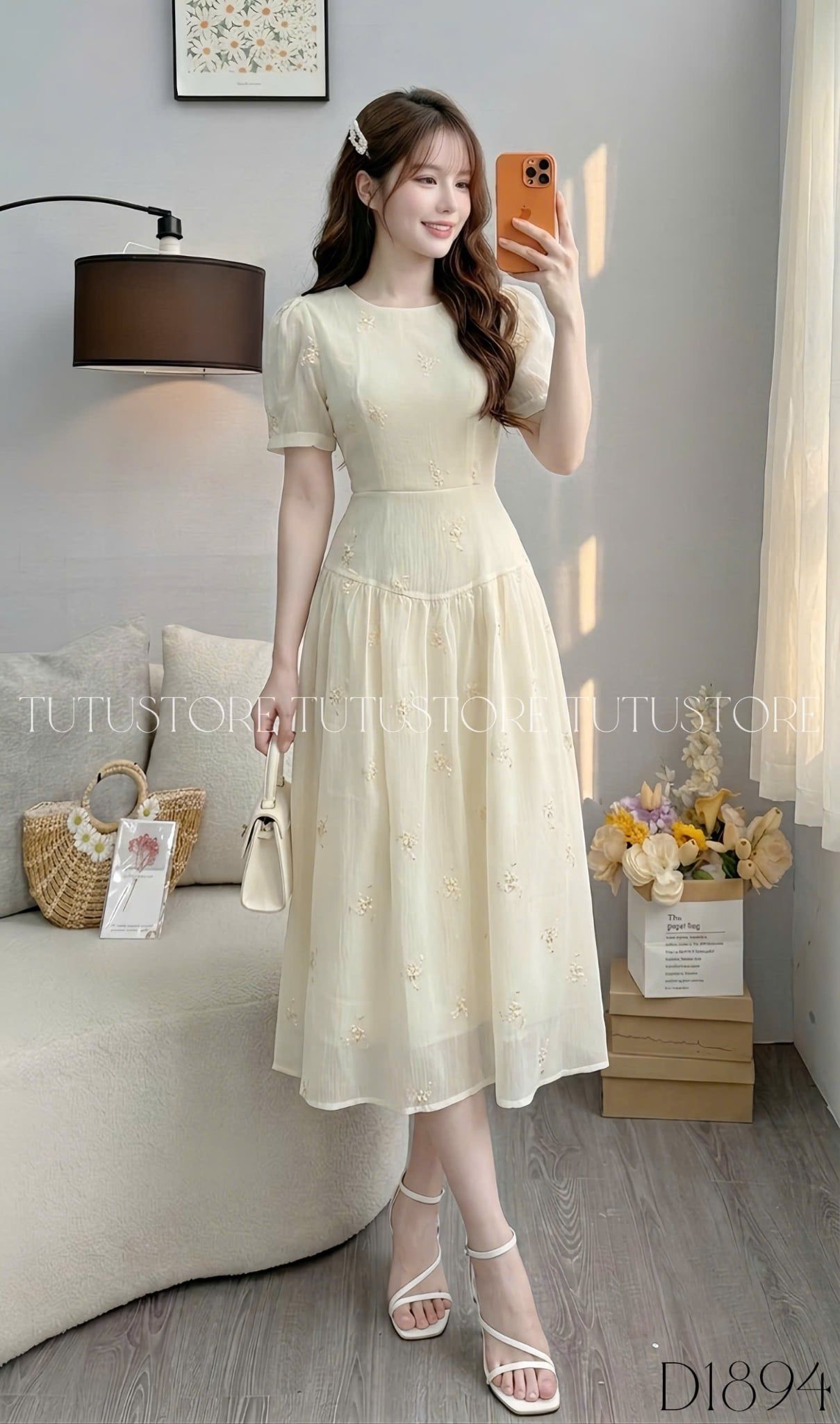 Đầm Thiết Kế Cổ Tròn Dáng Dài Chiết Eo Xinh Xắn Đầm Đi Tiệc TuTu Store Mã D1894