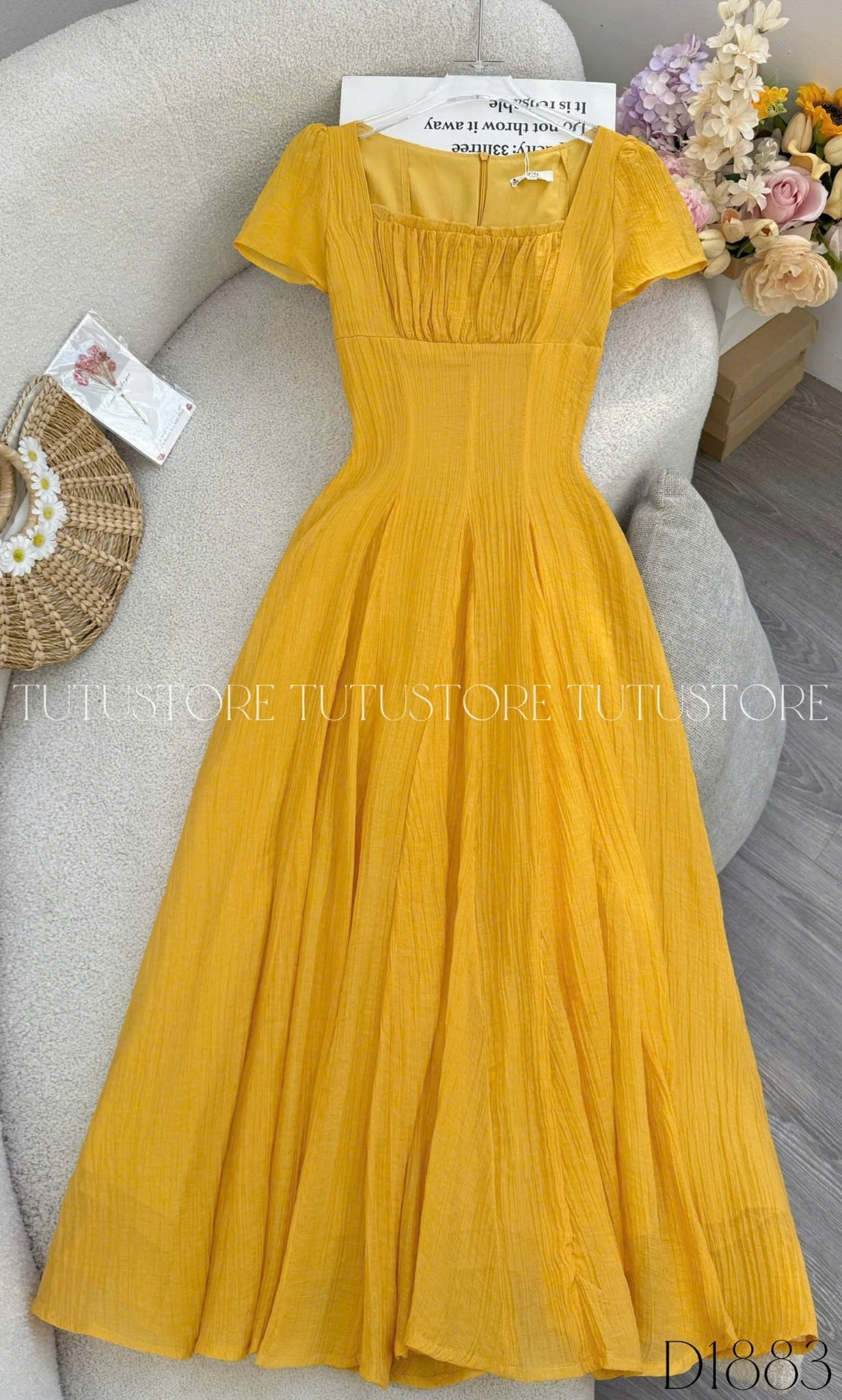 Đầm Thiết Kế Cổ Vuông Dáng Xòe Đầm Đi Tiệc TuTu Store Mã D1883