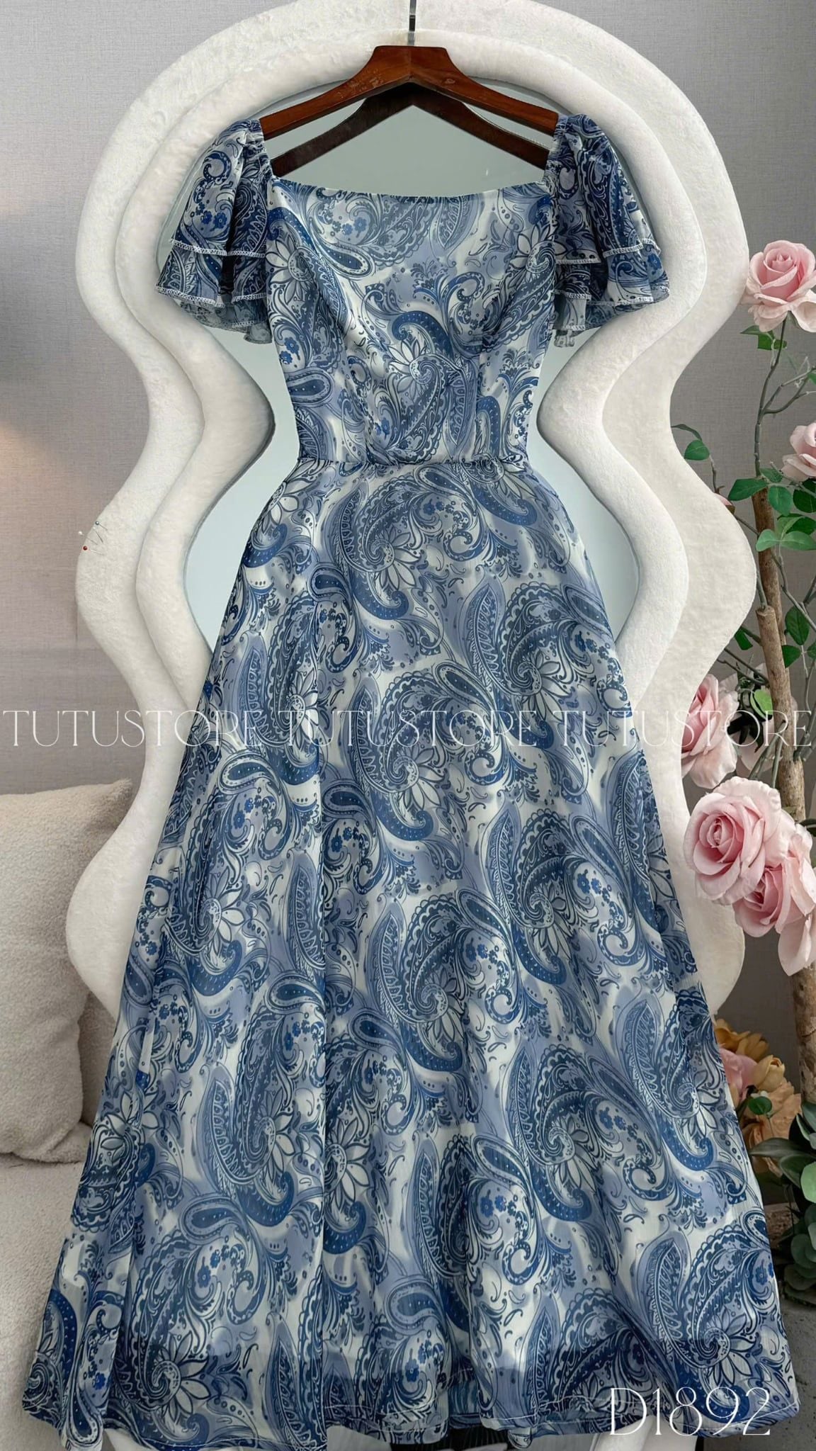 Đầm Thiết Kế Lệch Vai Dáng Dài Họa Tiết Đầm Đi Tiệc TuTu Store Mã D1892