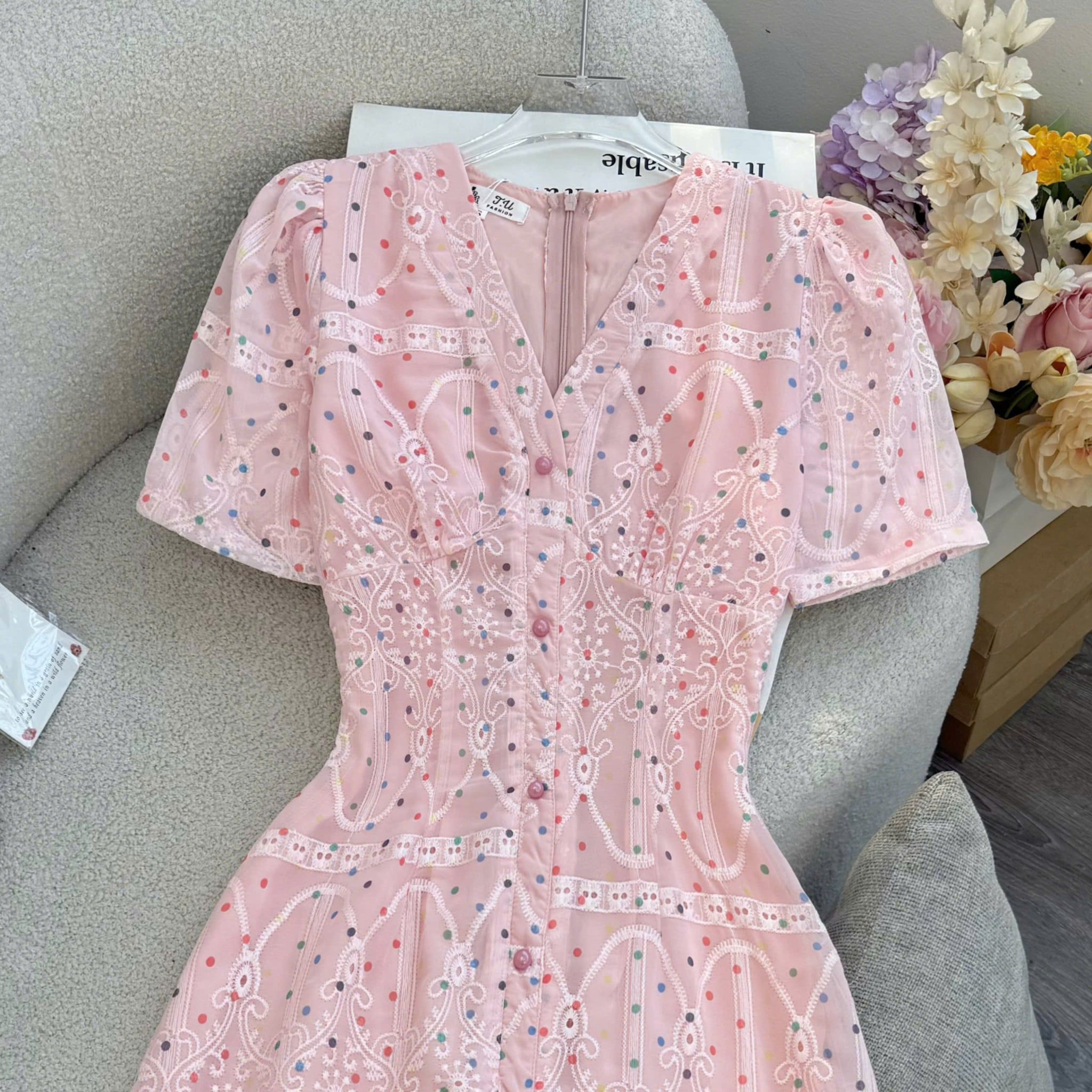 Đầm Thiết Kế Cổ Tim Dáng Dài Phối Chân Ren Đầm Đi Tiệc TuTu Store Mã D1893