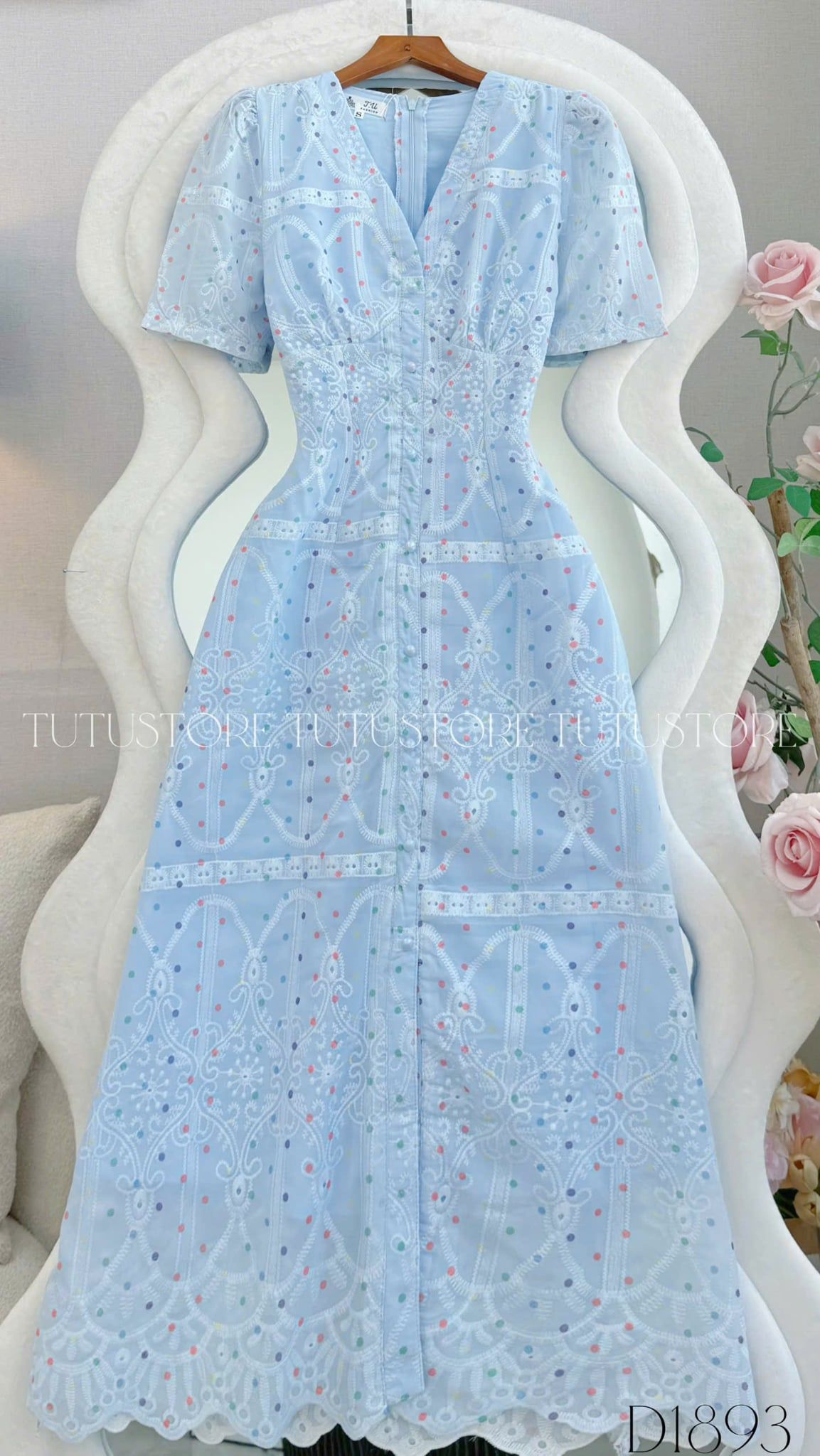 Đầm Thiết Kế Cổ Tim Dáng Dài Phối Chân Ren Đầm Đi Tiệc TuTu Store Mã D1893
