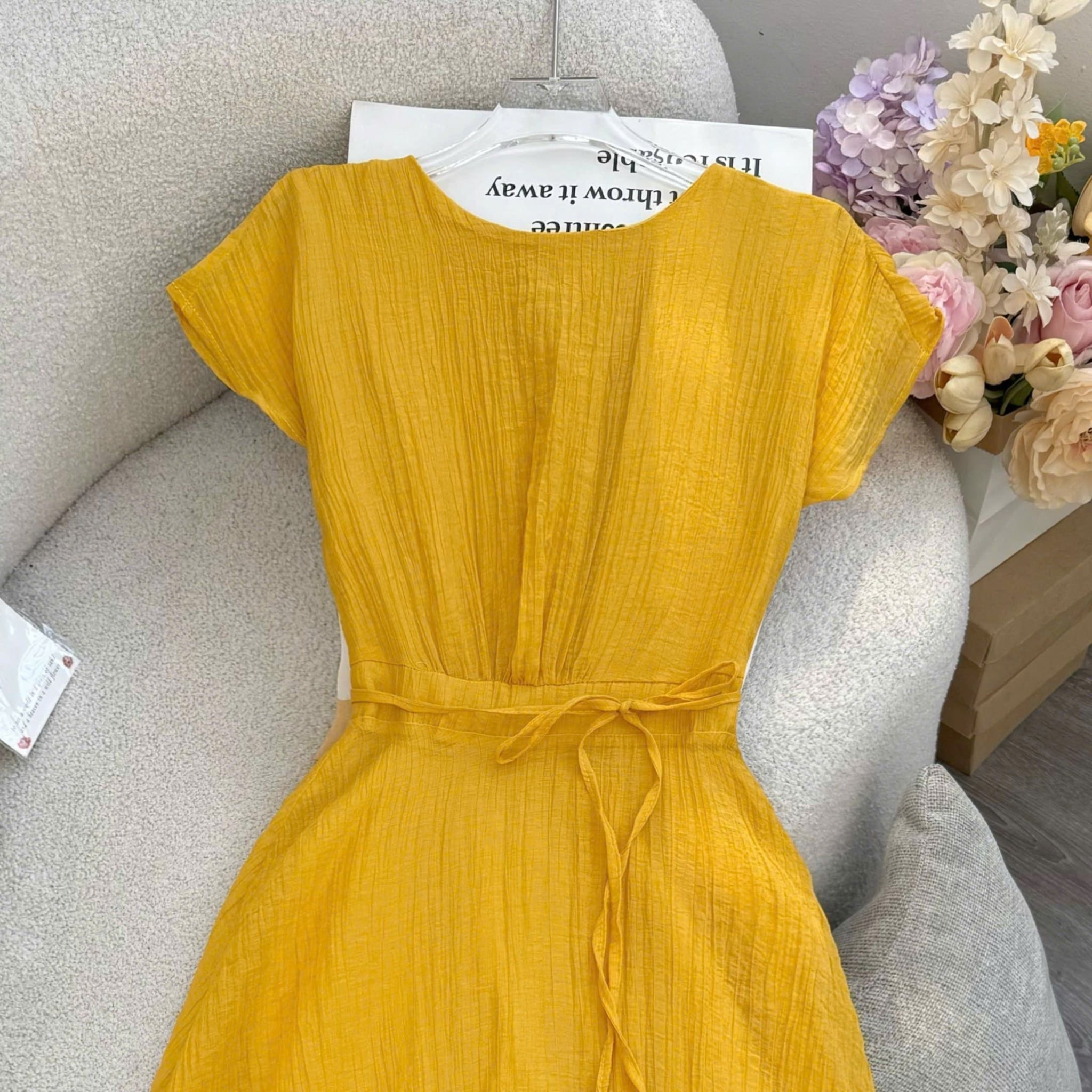 Đầm Thiết Kế Cổ Tròn Dáng Xòe Có Dây Buộc Eo Đầm Đi Tiệc TuTu Store Mã D1863