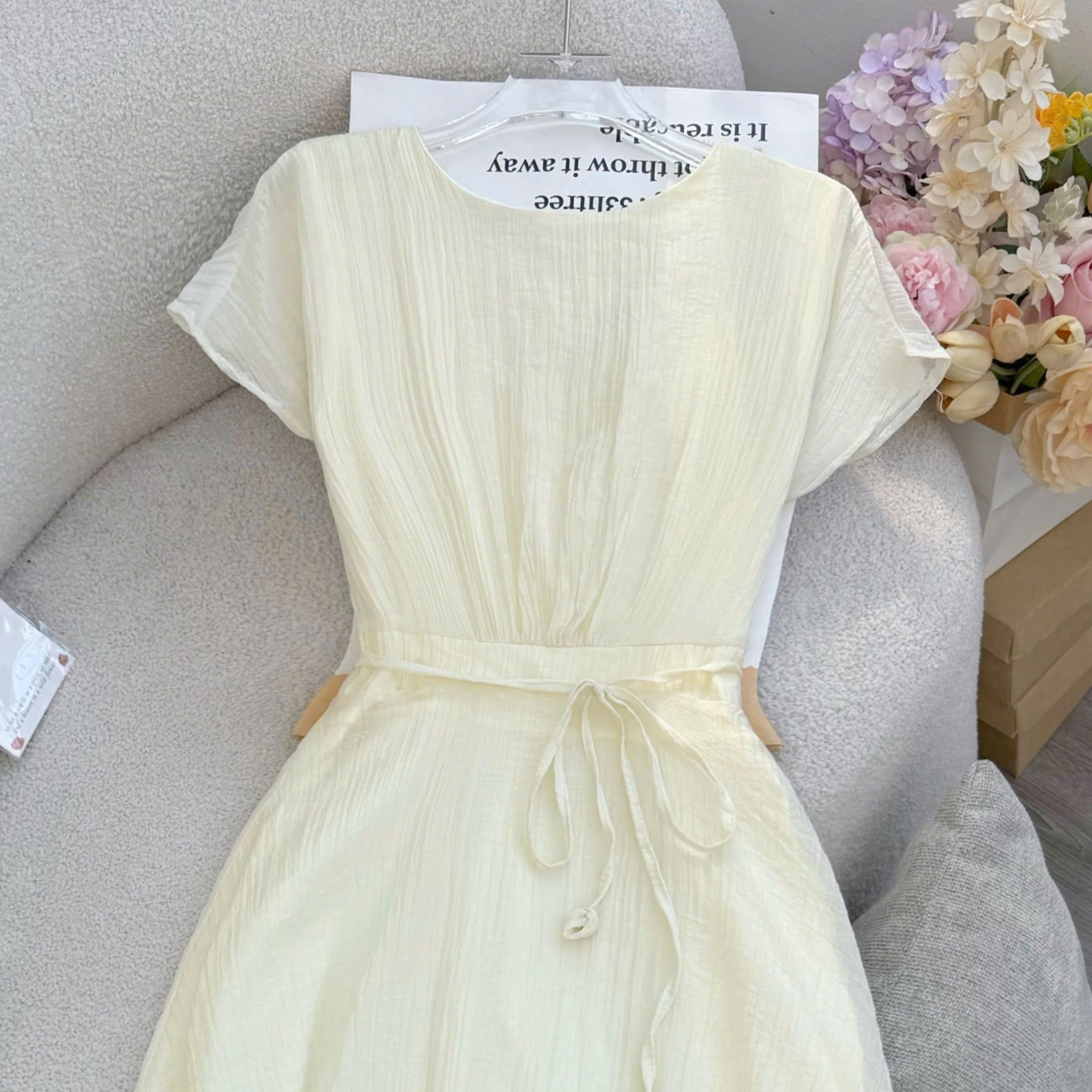 Đầm Thiết Kế Cổ Tròn Dáng Xòe Có Dây Buộc Eo Đầm Đi Tiệc TuTu Store Mã D1863