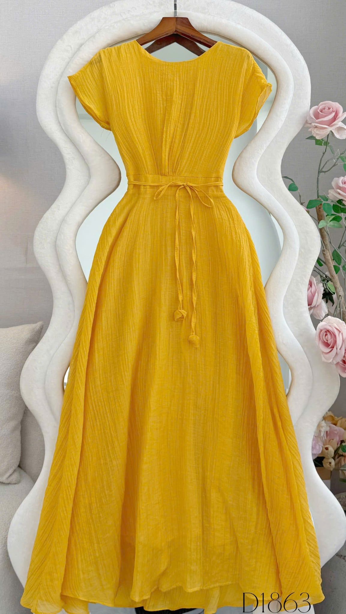Đầm Thiết Kế Cổ Tròn Dáng Xòe Có Dây Buộc Eo Đầm Đi Tiệc TuTu Store Mã D1863